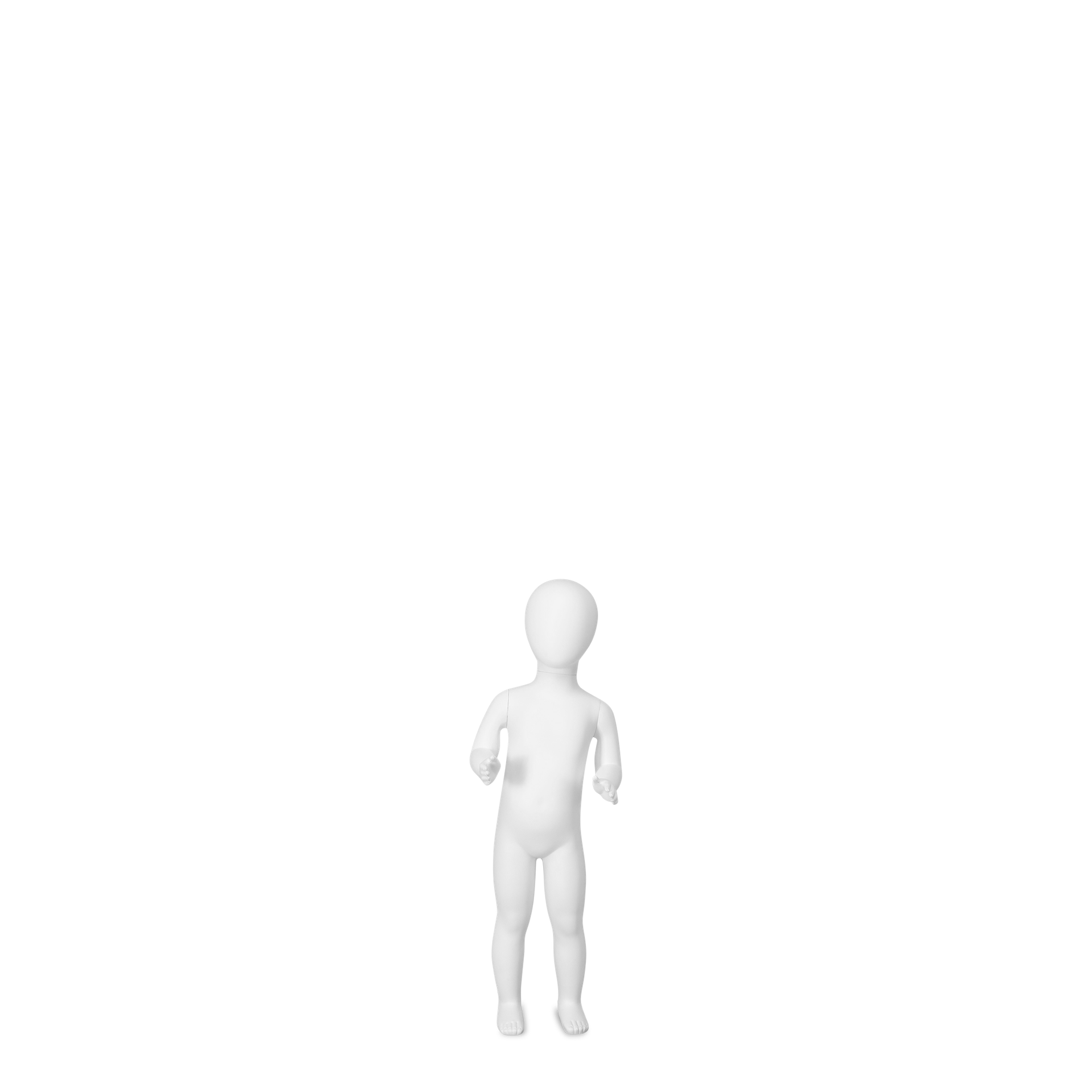 BINK - Unbreakable child mannequin, 1 year abstract head, recyclable mannequin made from ABS plastic, matte white, pose 11