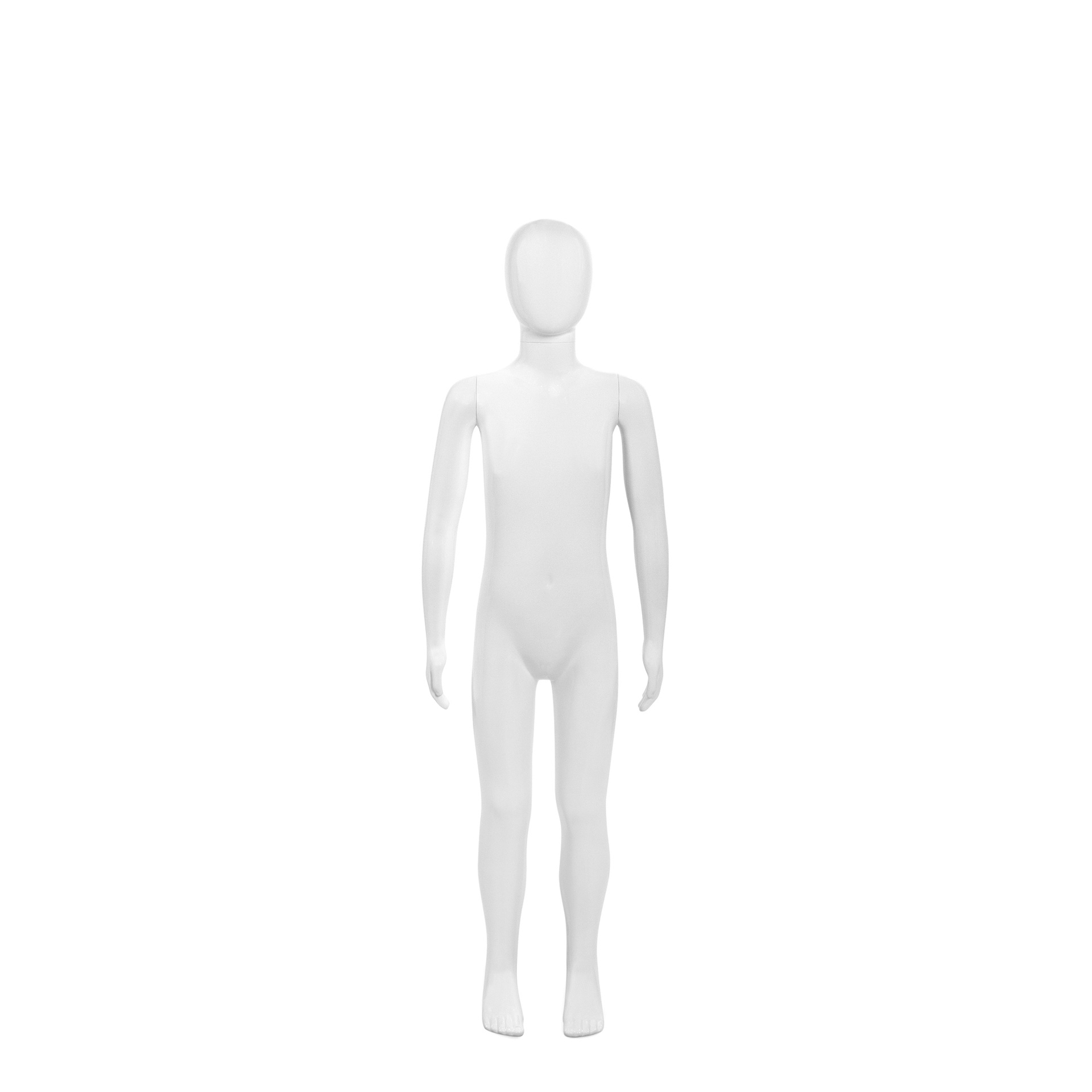 BINK - Unbreakable child mannequin, 7-8 years abstract head, recyclable mannequin made from ABS plastic, matte white, pose 2