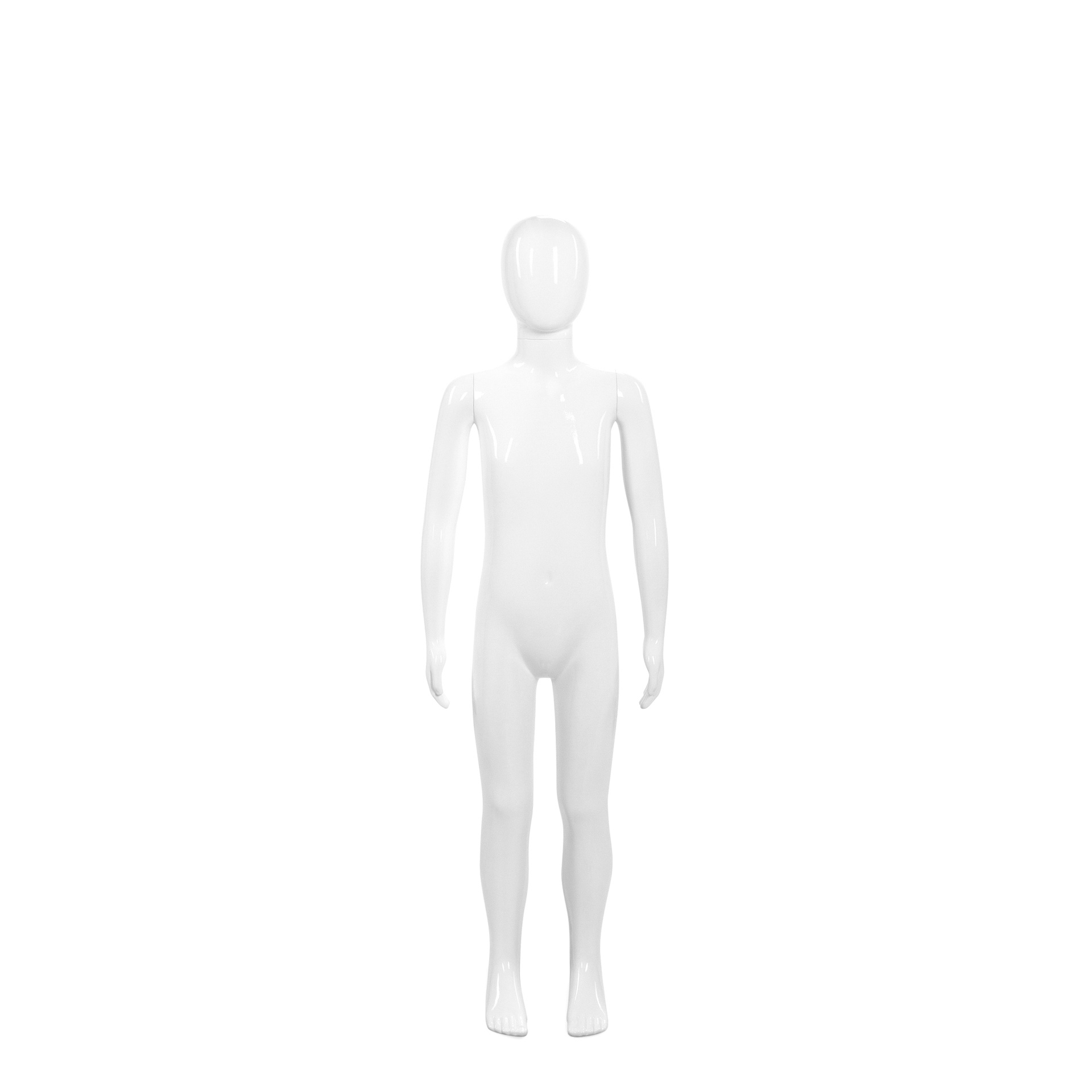 BINK - Unbreakable children's mannequin, 7-8 years, abstract head, recyclable mannequin made of ABS plastic, glossy white, pose 2