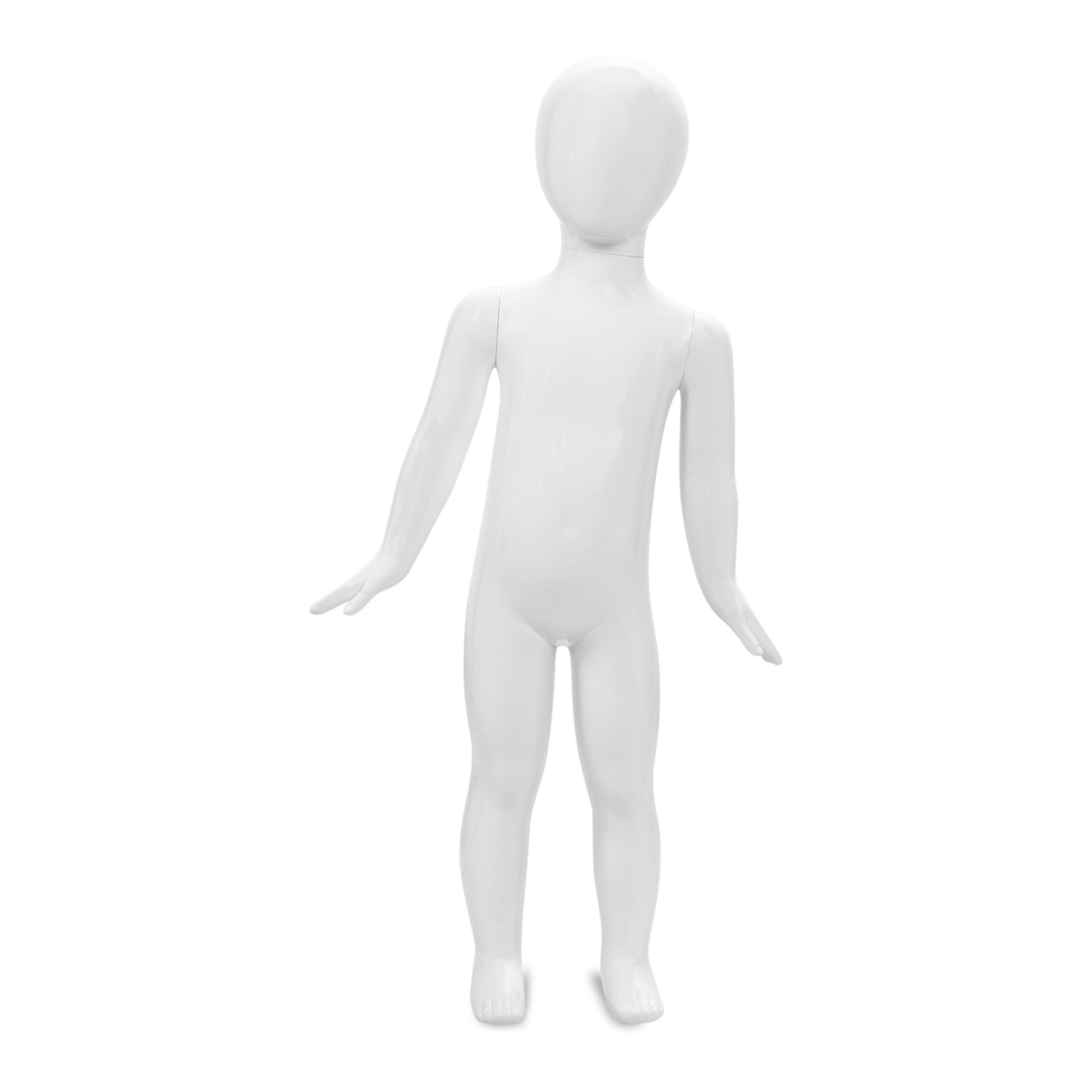 BINK - Unbreakable child mannequin, 1 year abstract head, recyclable mannequin made from ABS plastic, matte white, pose 4