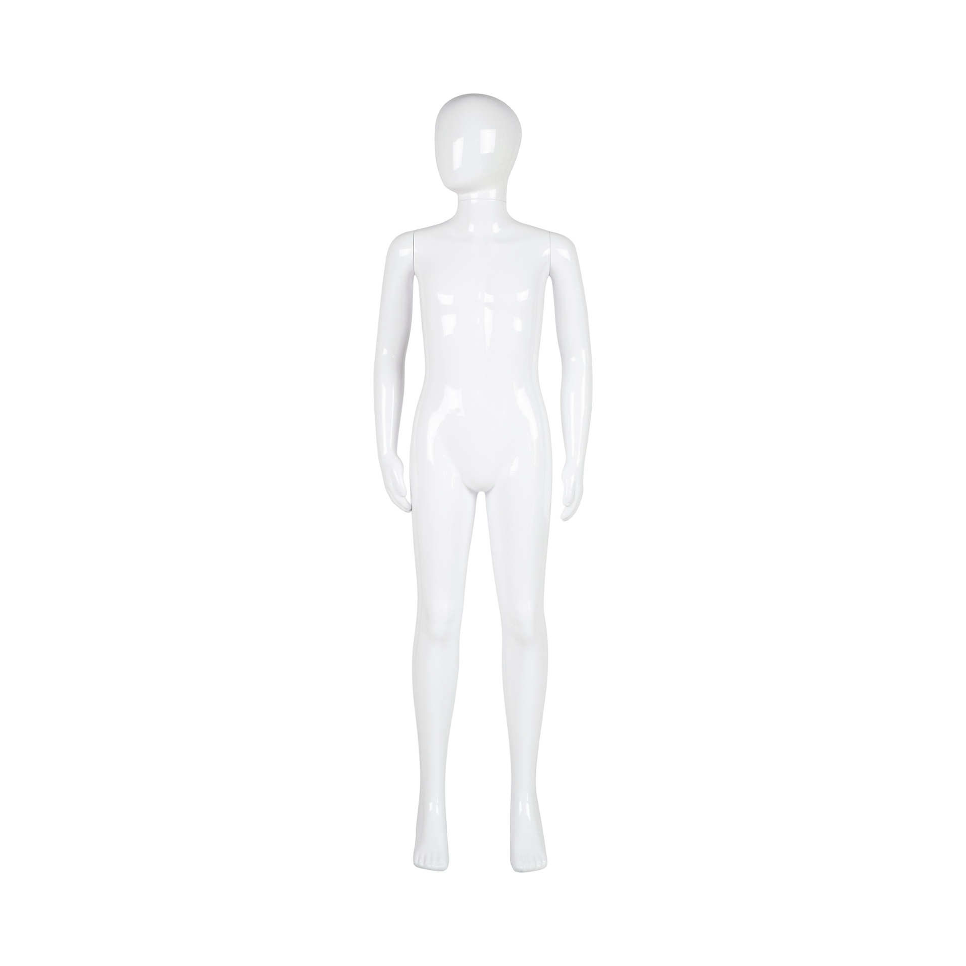 BINK - Unbreakable children's mannequin, 10 years, abstract head, recyclable mannequin made of ABS plastic, glossy white, pose 9