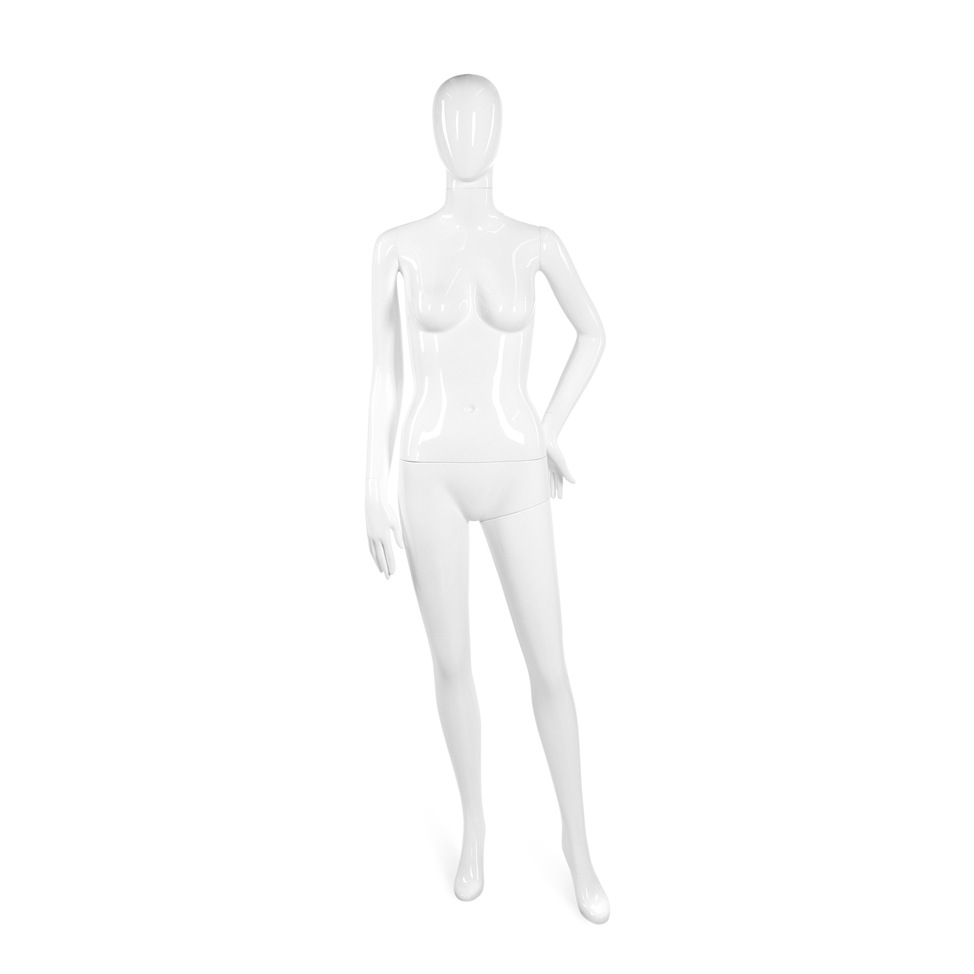 BINK - Unbreakable women's mannequin, abstract head, recyclable mannequin made of ABS plastic, glossy white, pose 20