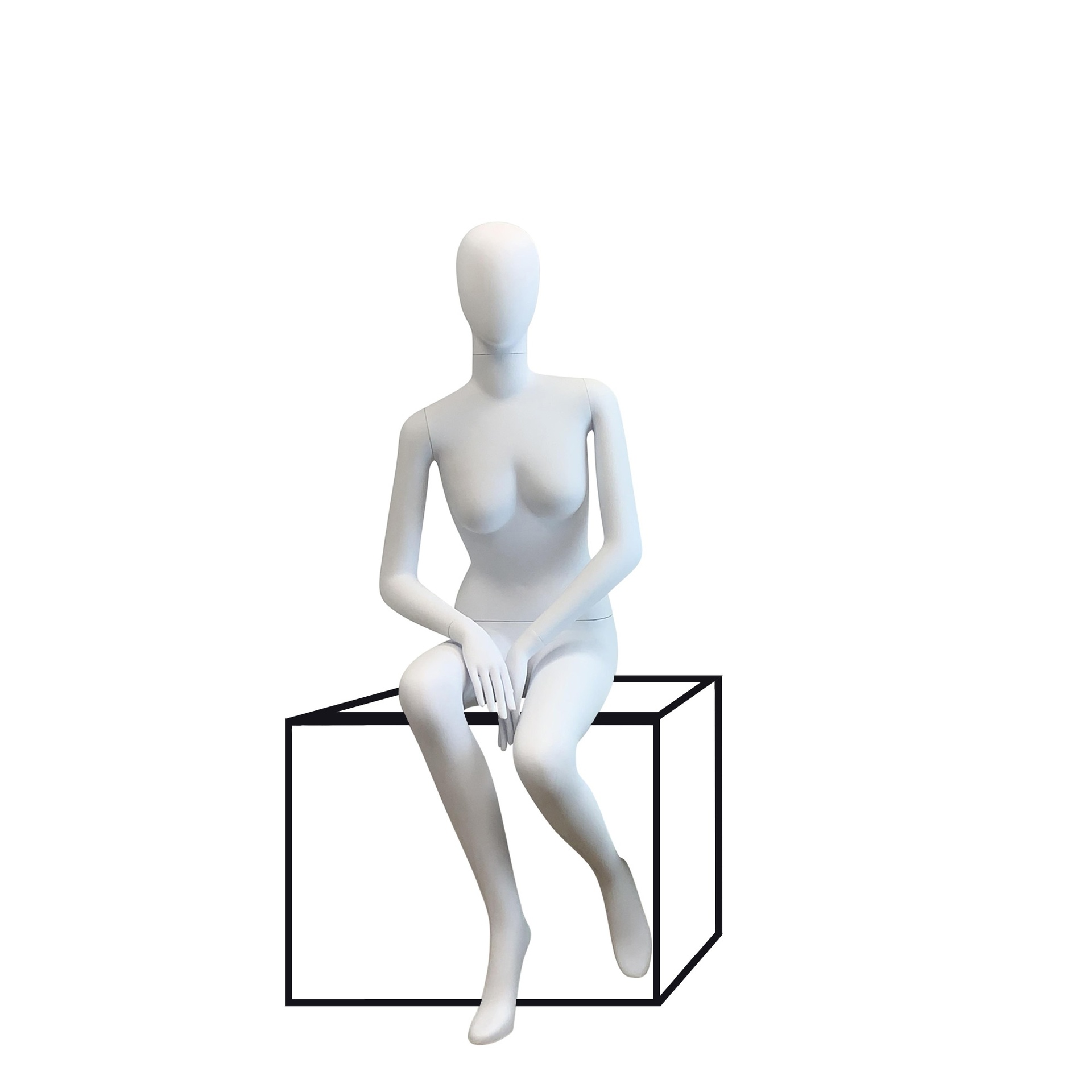 BINK - Unbreakable female mannequin, abstract head, recyclable mannequin made from ABS plastic, matte white, pose 30