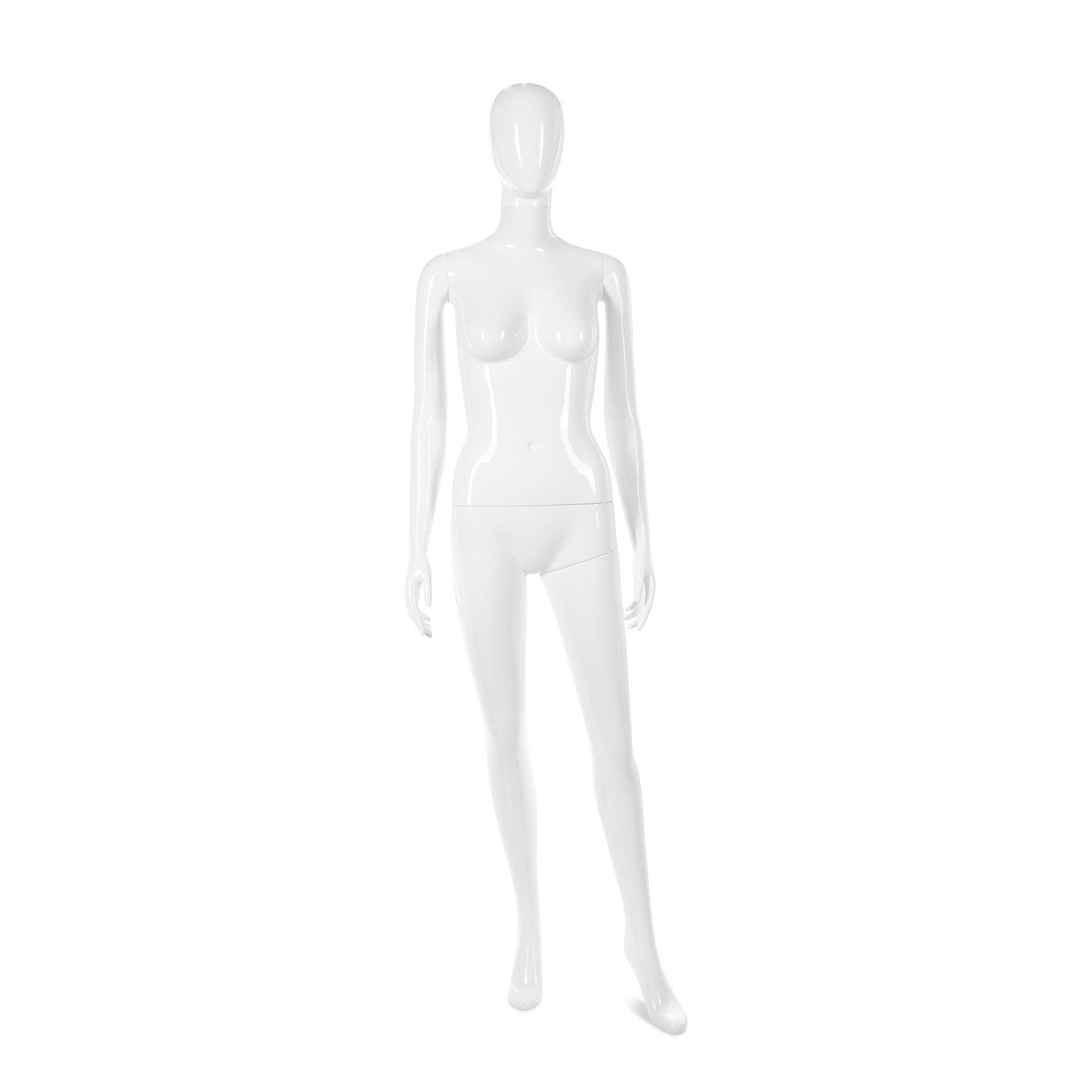 BINK - Unbreakable women's mannequin, abstract head, recyclable mannequin made of ABS plastic, glossy white, pose 42