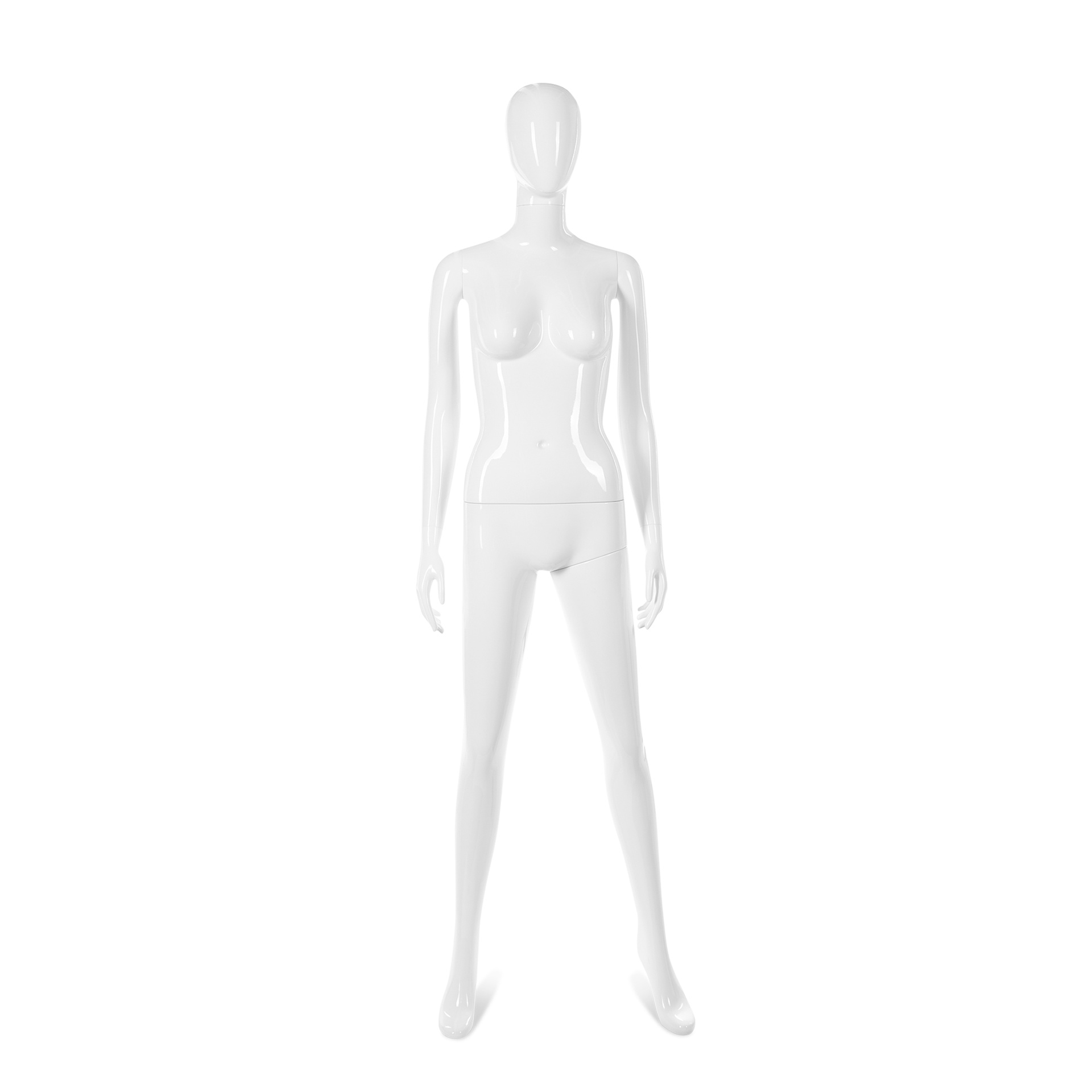 BINK - Unbreakable women's mannequin, abstract head, recyclable mannequin made of ABS plastic, glossy white, pose 43