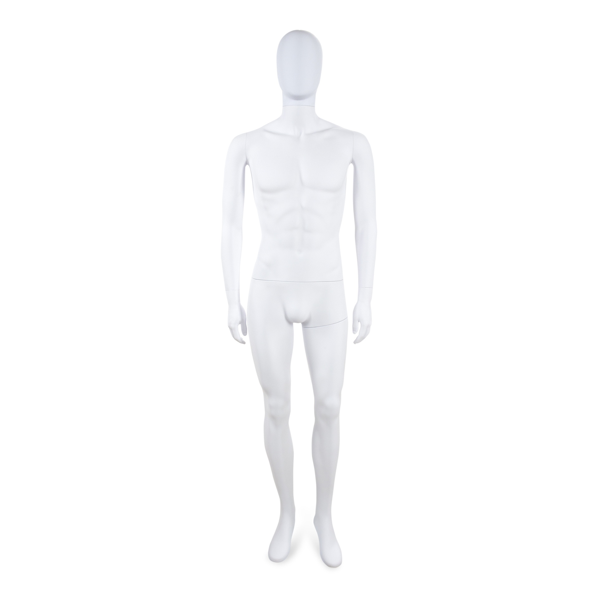 BINK - Unbreakable male mannequin, abstract head, recyclable mannequin made from ABS plastic, matte white, pose 05