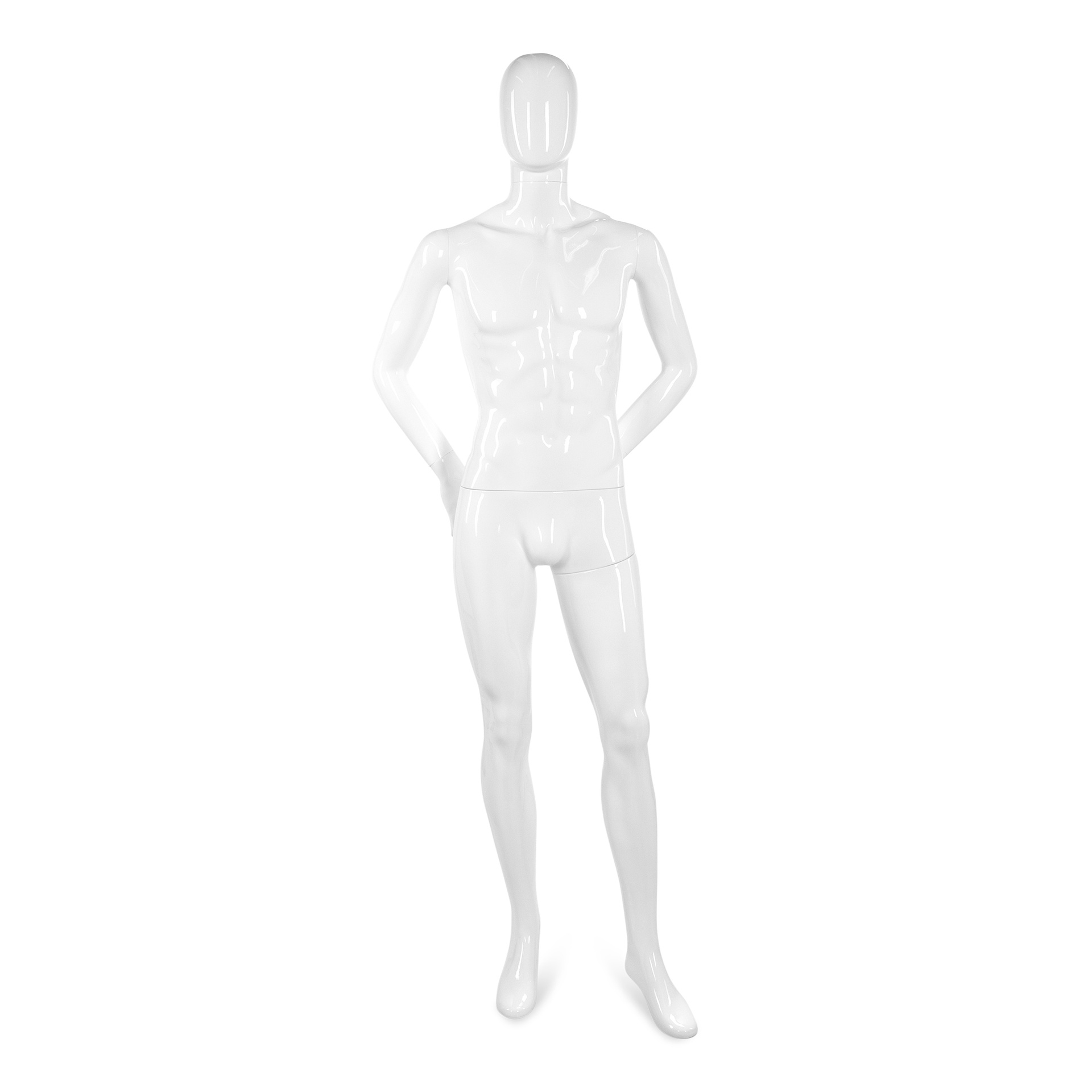 BINK - Unbreakable men's mannequin, abstract head, recyclable mannequin made of ABS plastic, glossy white, pose 06