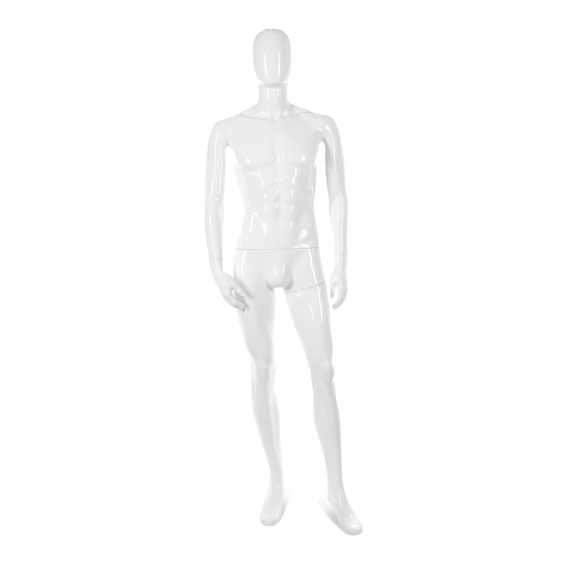 BINK - Unbreakable men's mannequin, abstract head, recyclable mannequin made of ABS plastic, glossy white, pose 08
