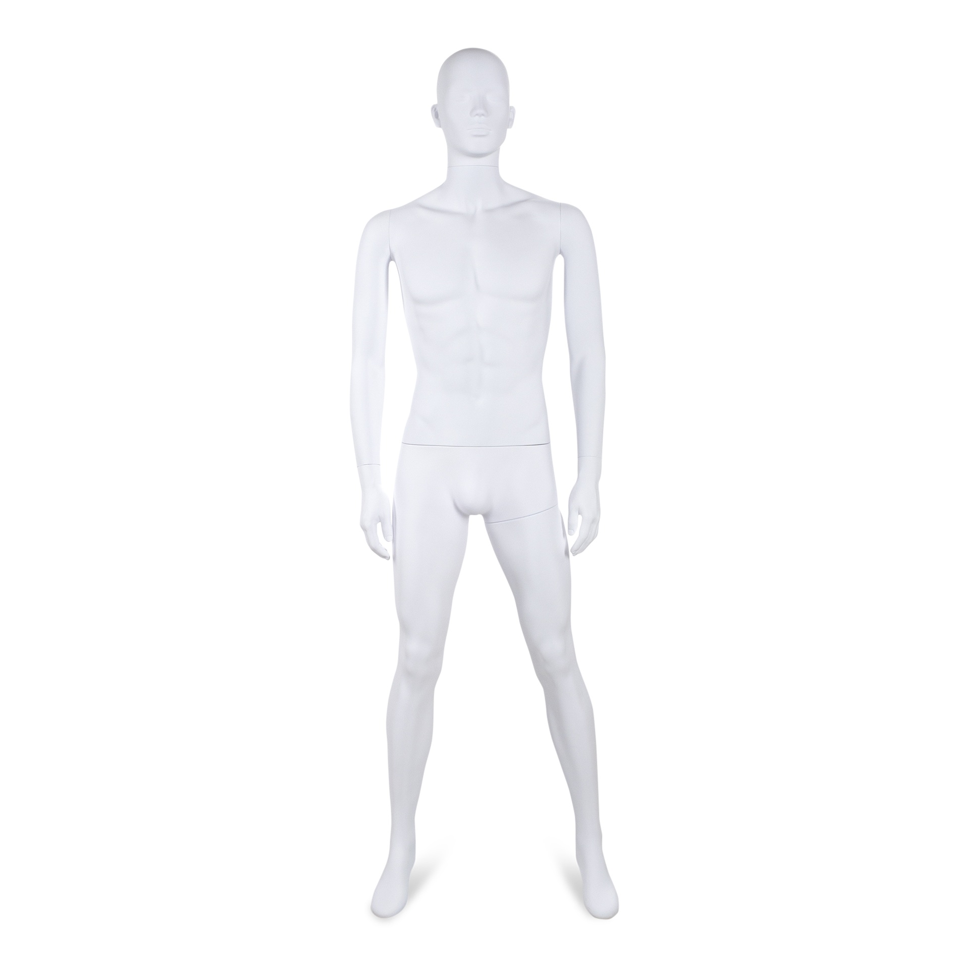 BINK - Unbreakable male mannequin, semi-abstract head, recyclable mannequin made from ABS plastic, matte white, pose 10