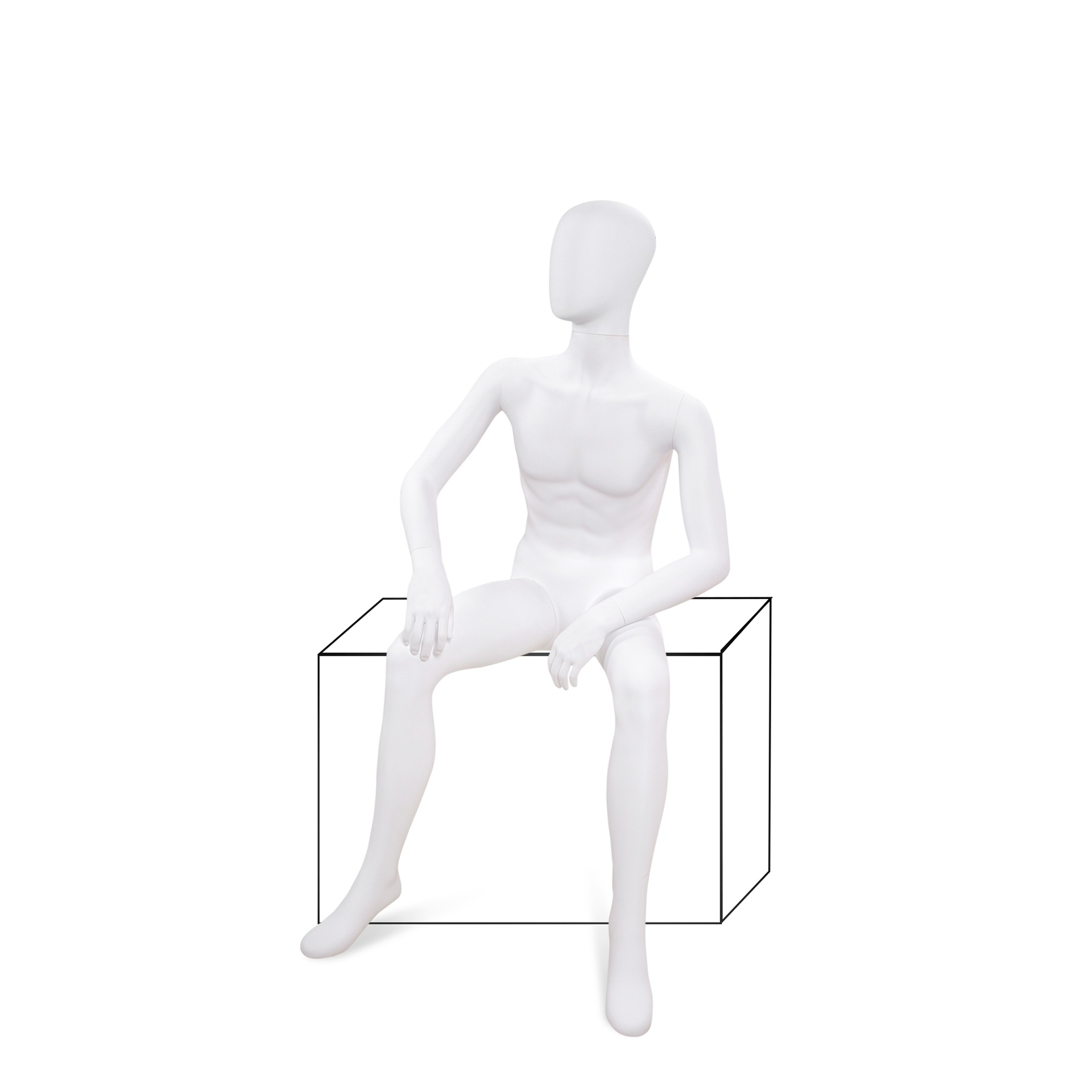 BINK - Unbreakable male mannequin, abstract head, recyclable mannequin made from ABS plastic, matte white, pose 12