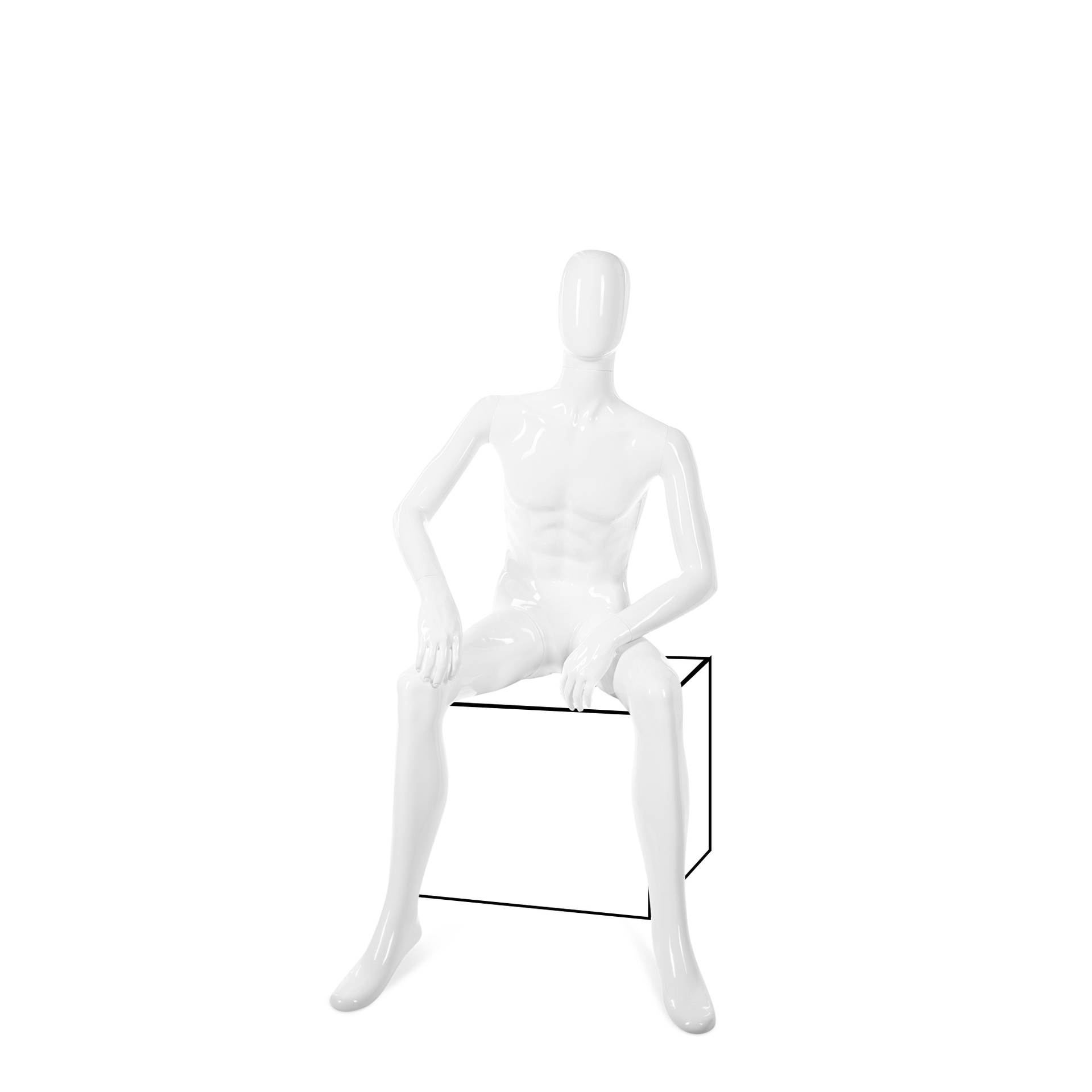 BINK - Unbreakable men's mannequin, abstract head, recyclable mannequin made of ABS plastic, glossy white, pose 12