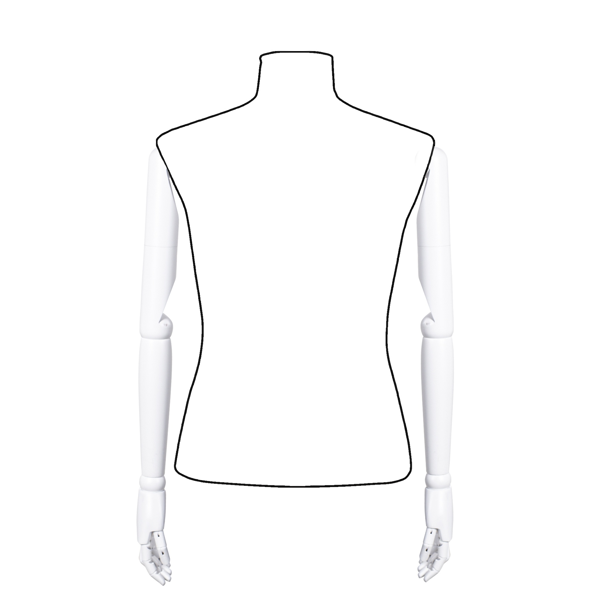 Pair of articulated wooden arms, male, for couture buste, lacquered matt white