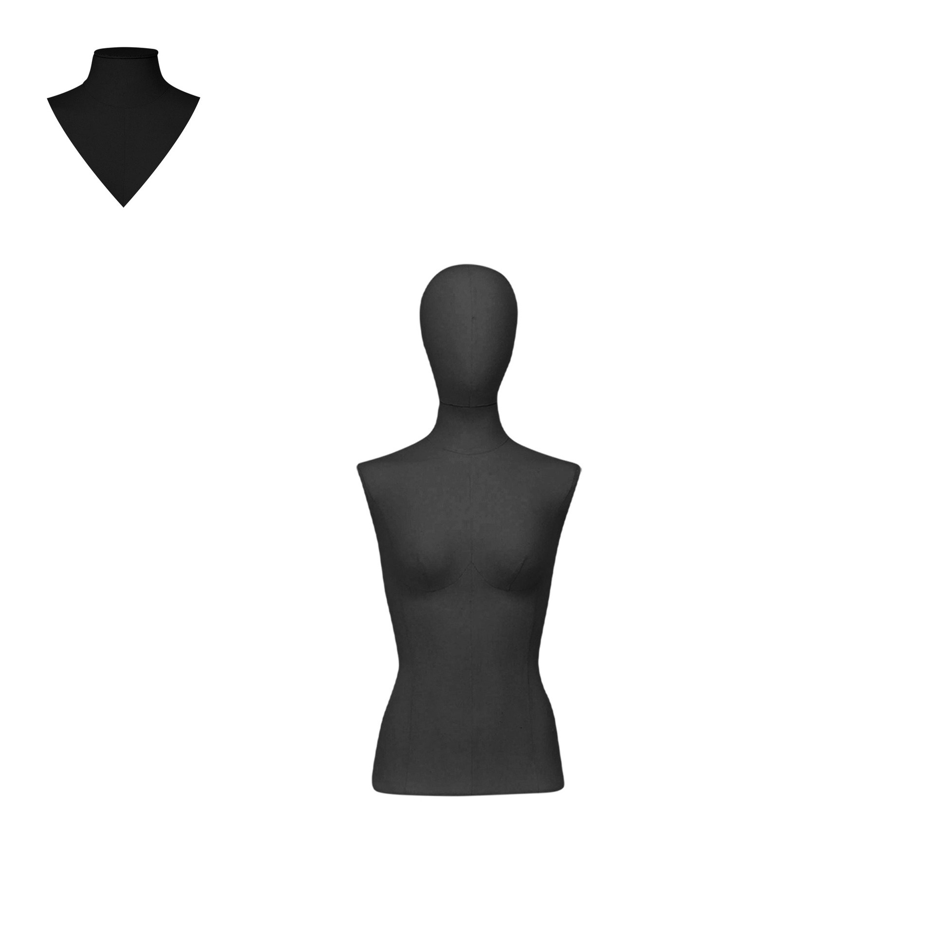 BINK - Dress form without legs, female, size 36, covered with black woven fabric, removable head