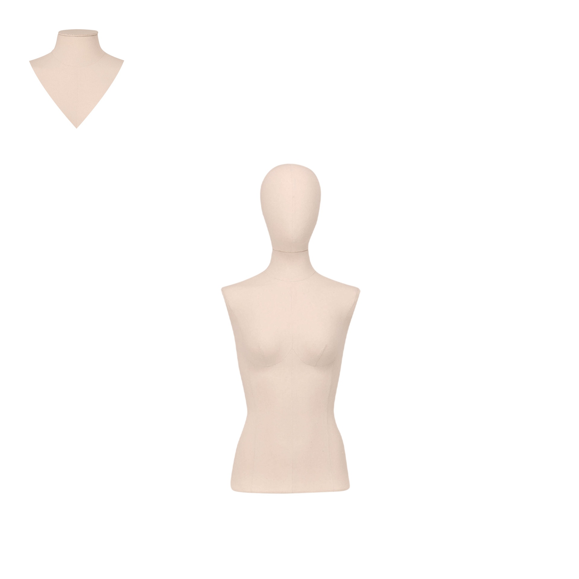 BINK - Dress form without legs, female, size 36, covered with ecru woven fabric, removable head