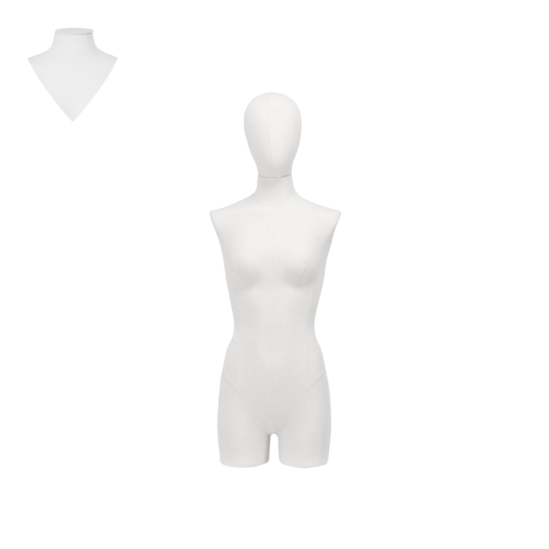 BINK - Dress form with legs, female, size 36, covered with white woven fabric, removable head