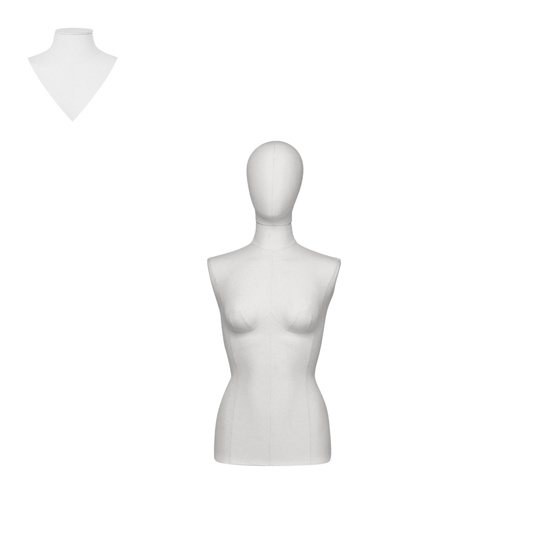 BINK - Dress form without legs, female, size 38, covered with white woven fabric, removable head