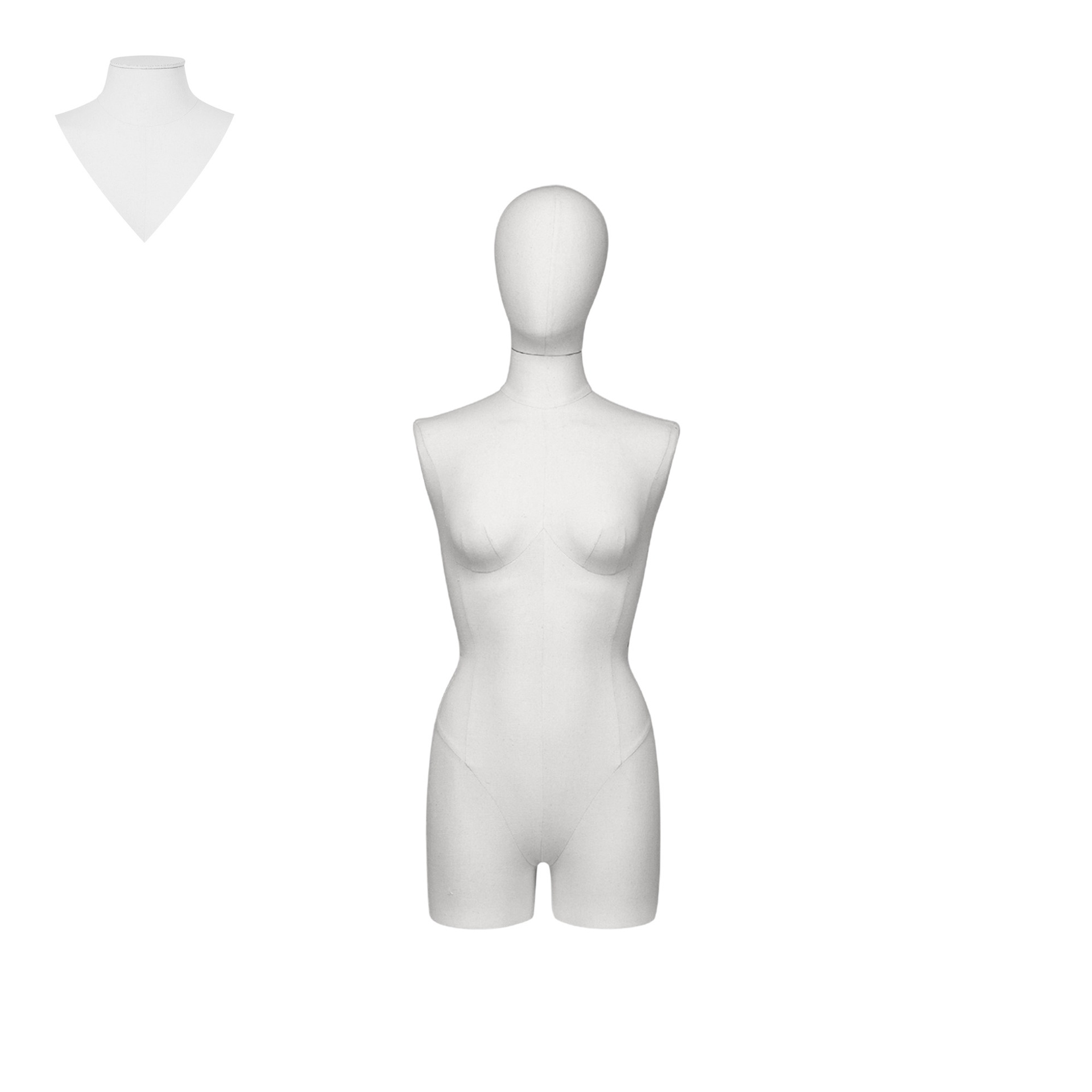 BINK - Dress form with legs, female, size 38, covered with white woven fabric, removable head