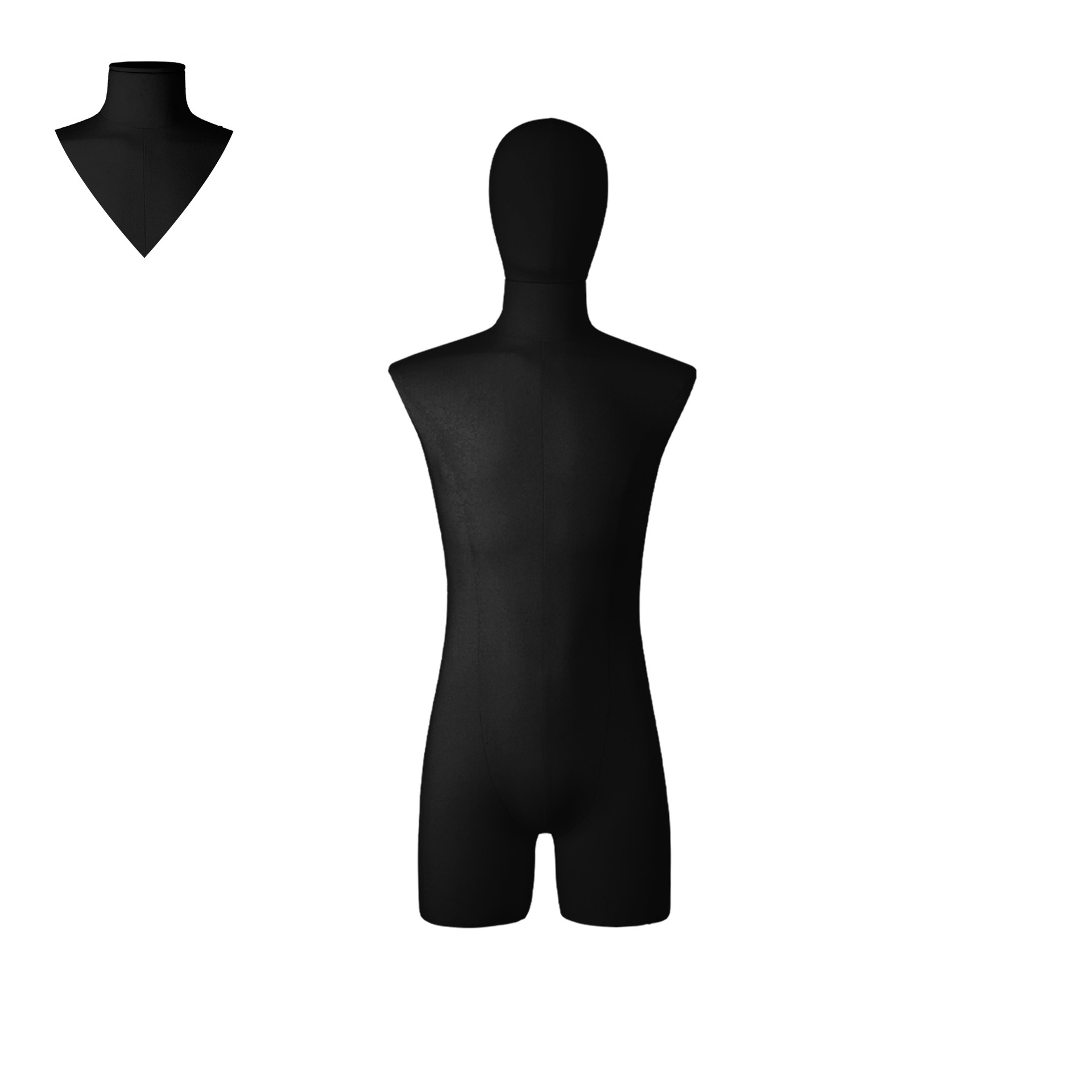 BINK - Dress form with legs, male, size M, covered with black woven fabric, removable head