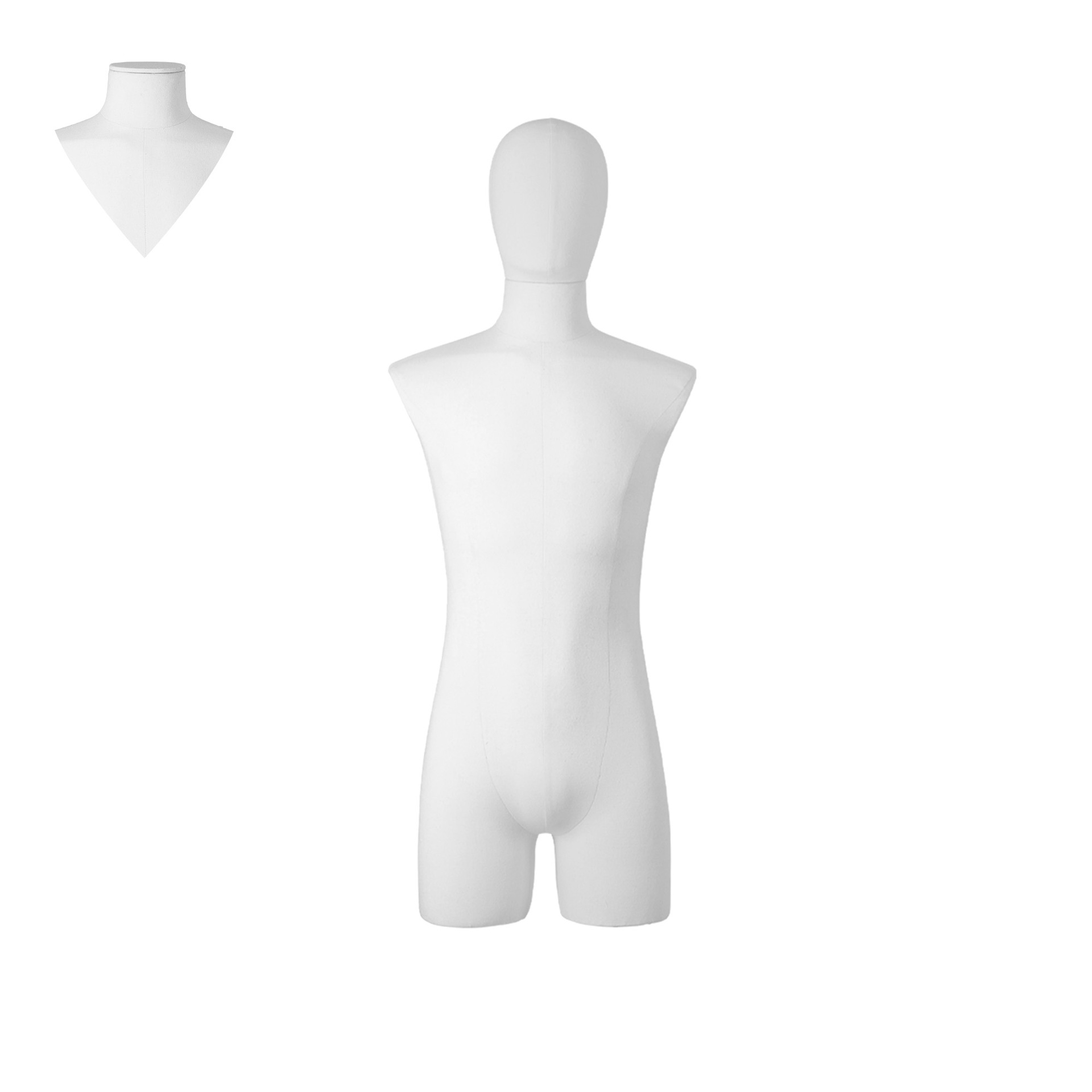 BINK - Dress form with legs, male, size M, covered with white woven fabric, removable head