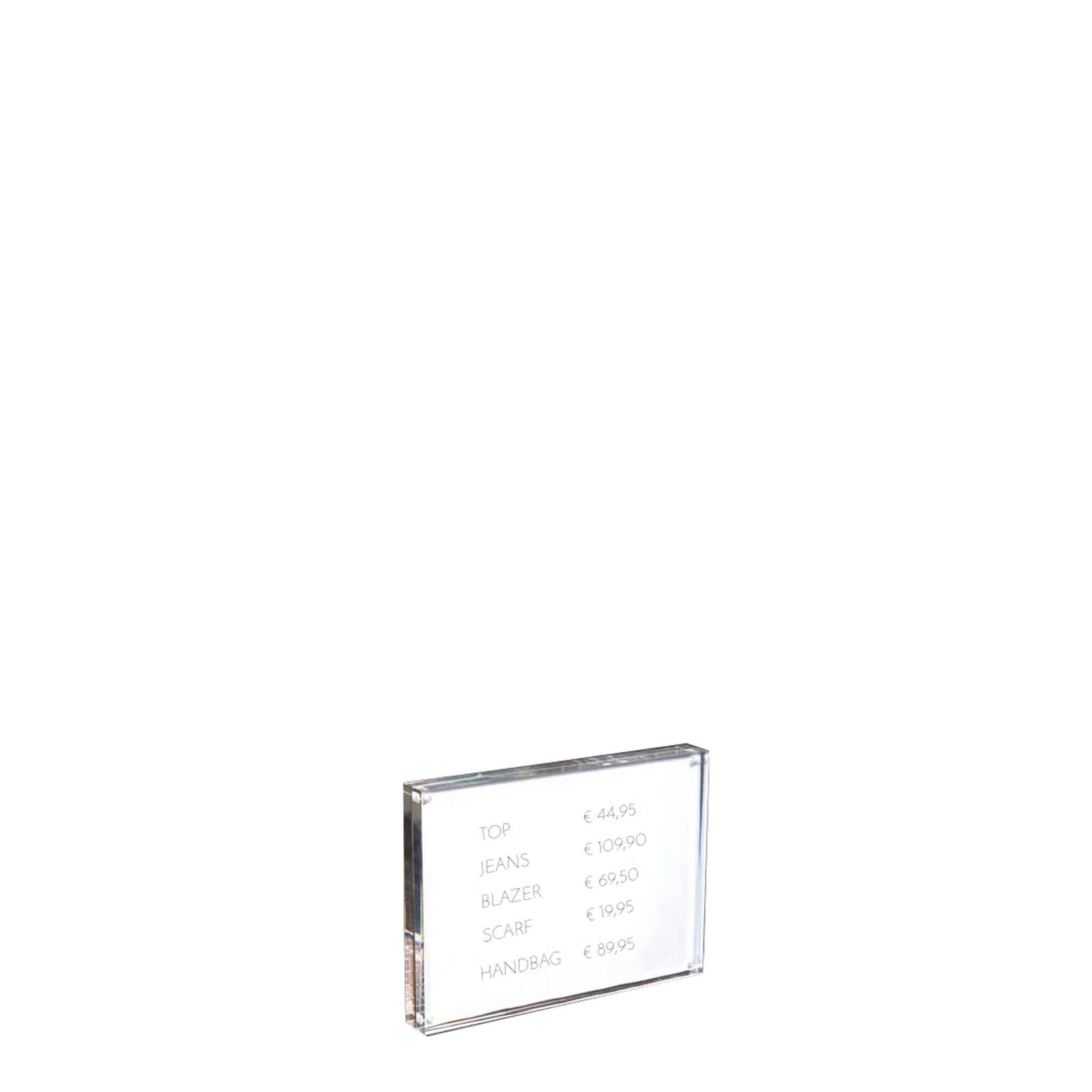 BINK - Preiskartesystem mit Magnet, Plexi, transparant