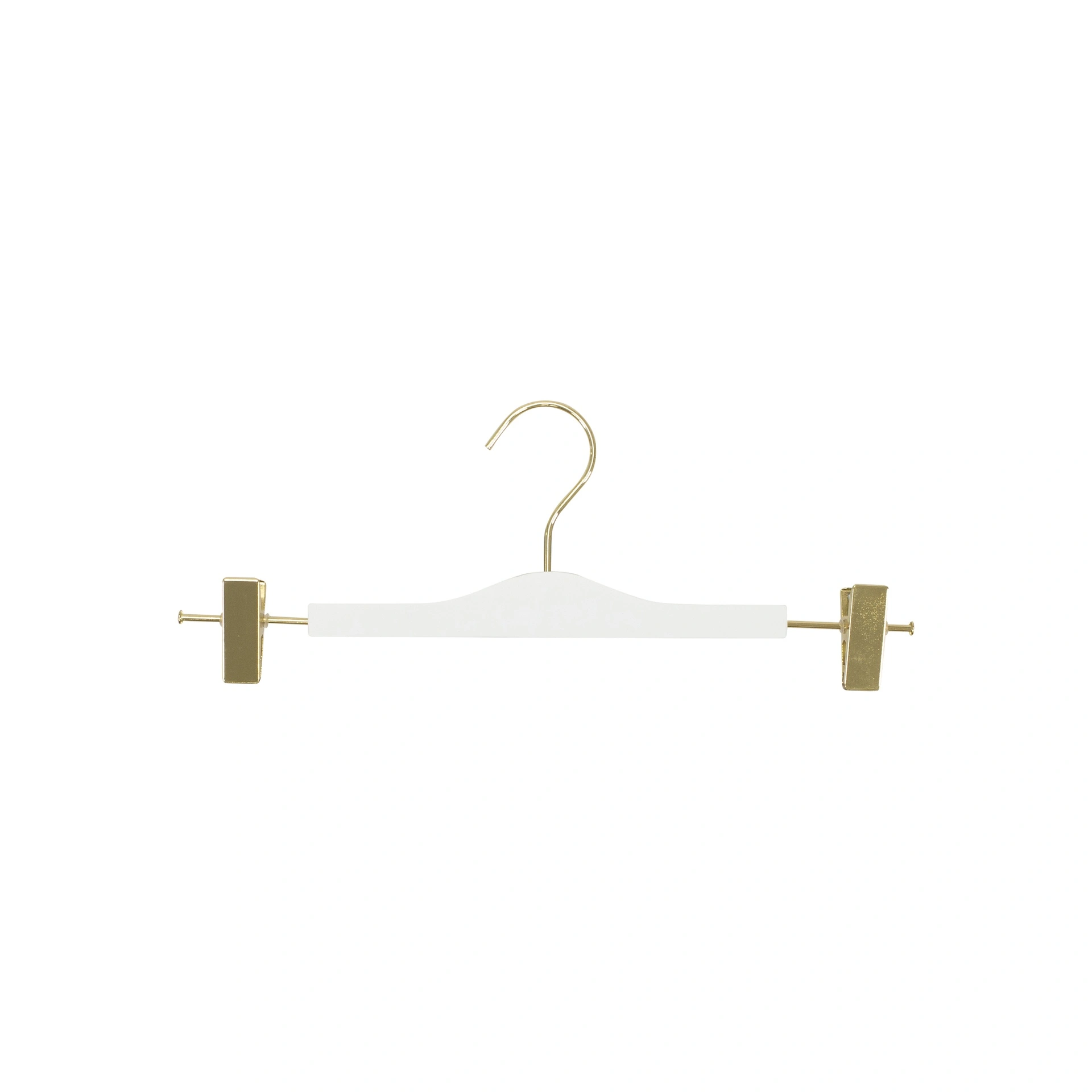Clothing hanger with clips for adult clothes, white, 34 cm, gold-plated chrome hook - box of 100 pieces