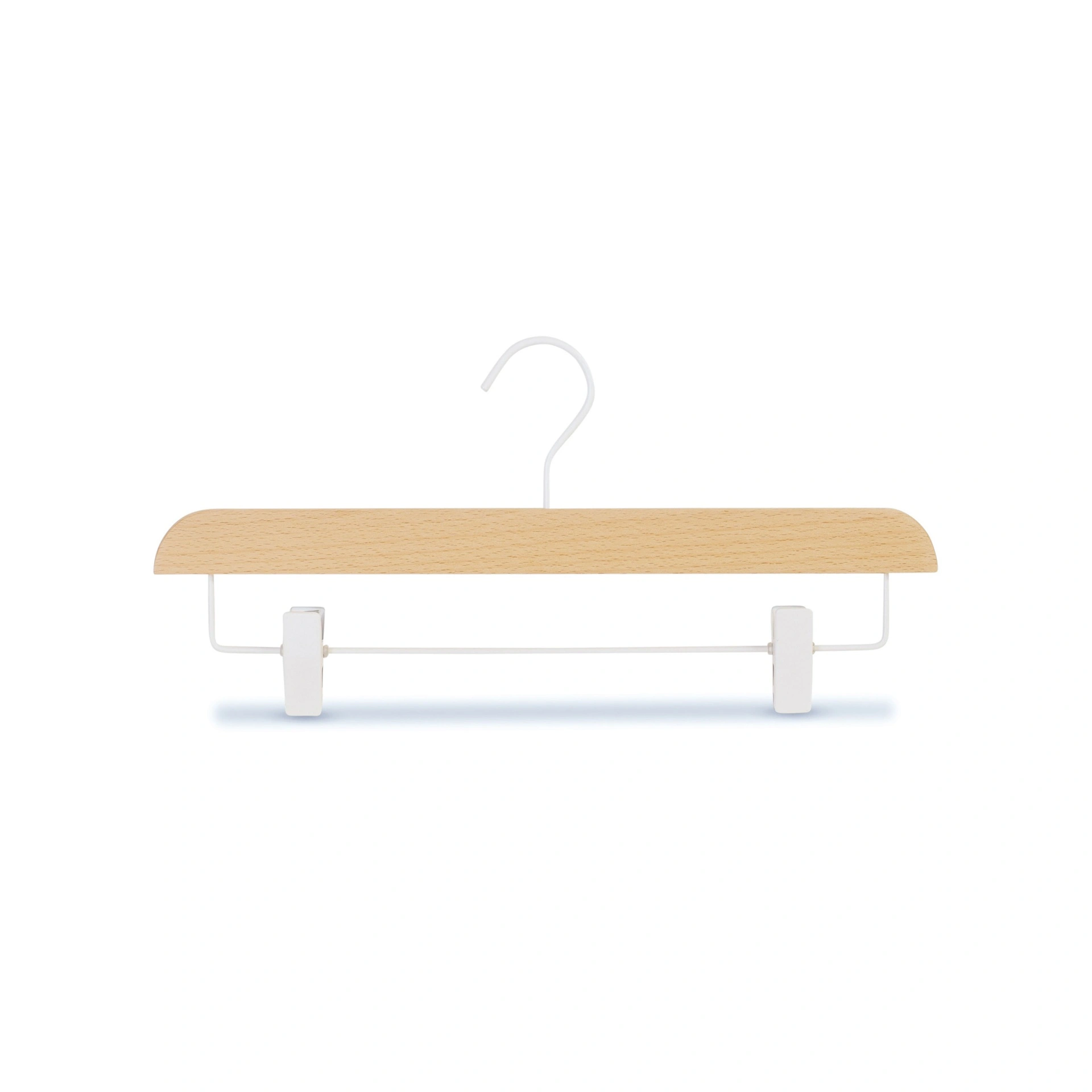 Clips percha, madera de haya, gancho blanco - caja de 50 unidades