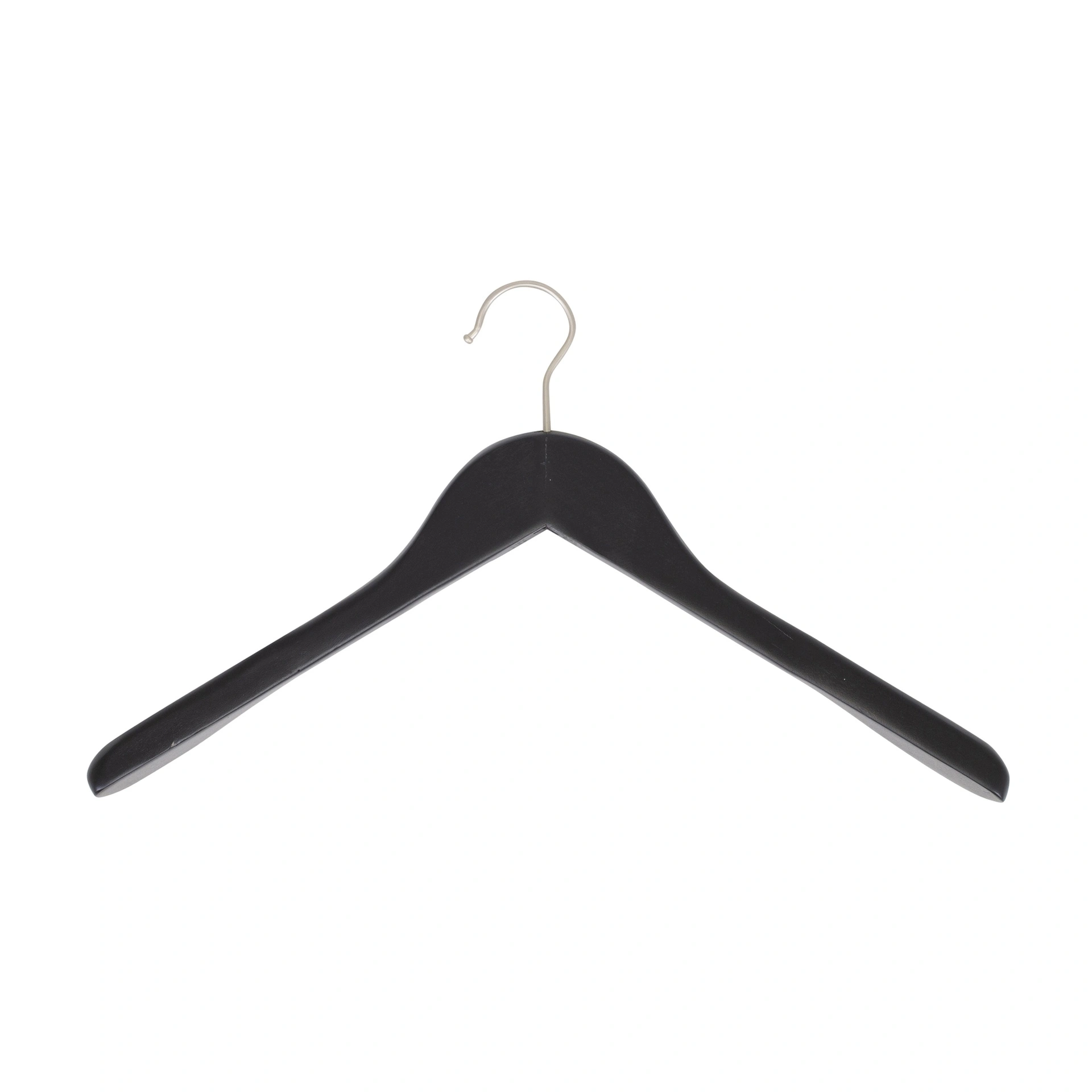 Percha negra para blazer, 3 cm de ancho de hombros, 41 cm de ancho, gancho de níquel - caja de 50 unidades.