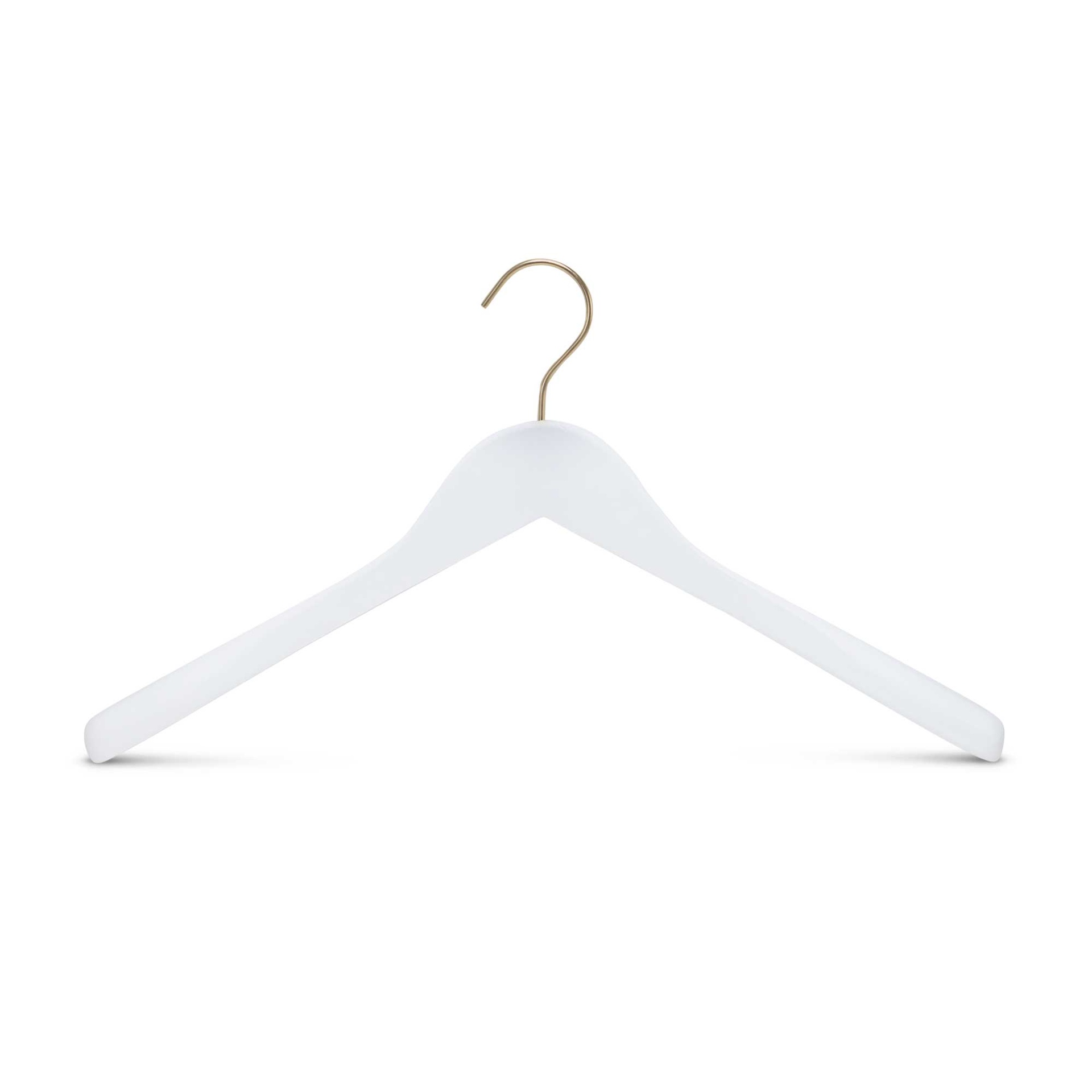 BINK - Clothing hanger for blazer, 3 cm shoulder width, 41 cm, white wood, shiny gold hook - box of 50 pcs