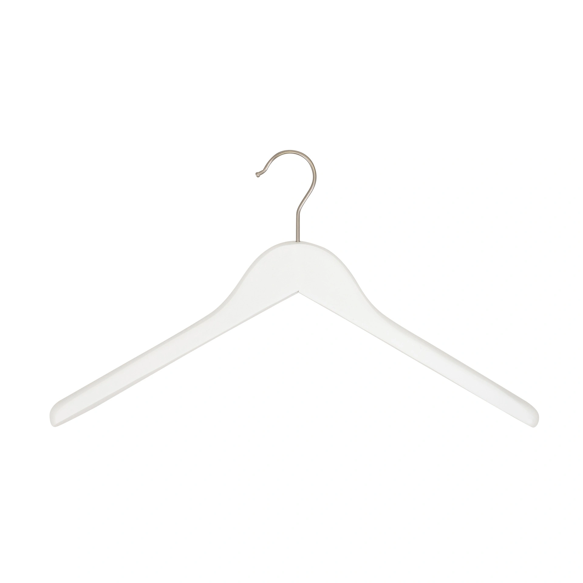 Cloth hanger, lotus wood, hook nickel, white mat - caja de 50 unid.