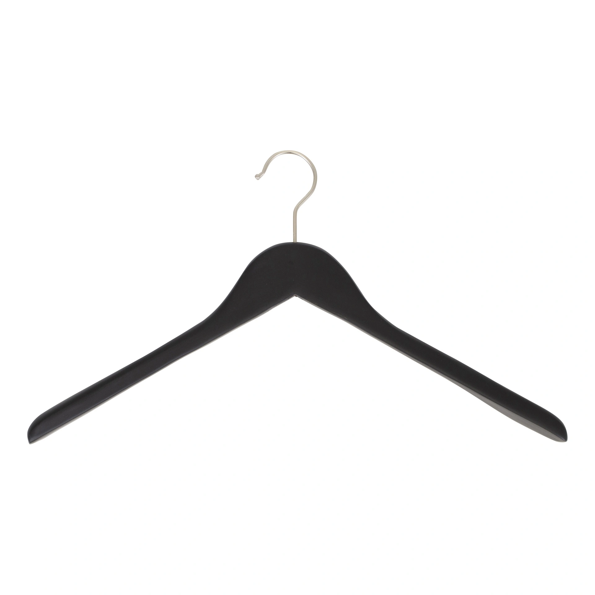 Percha negra para blazer, 3 cm de ancho de hombros, 44 cm de ancho, gancho de níquel - caja de 50 unidades.