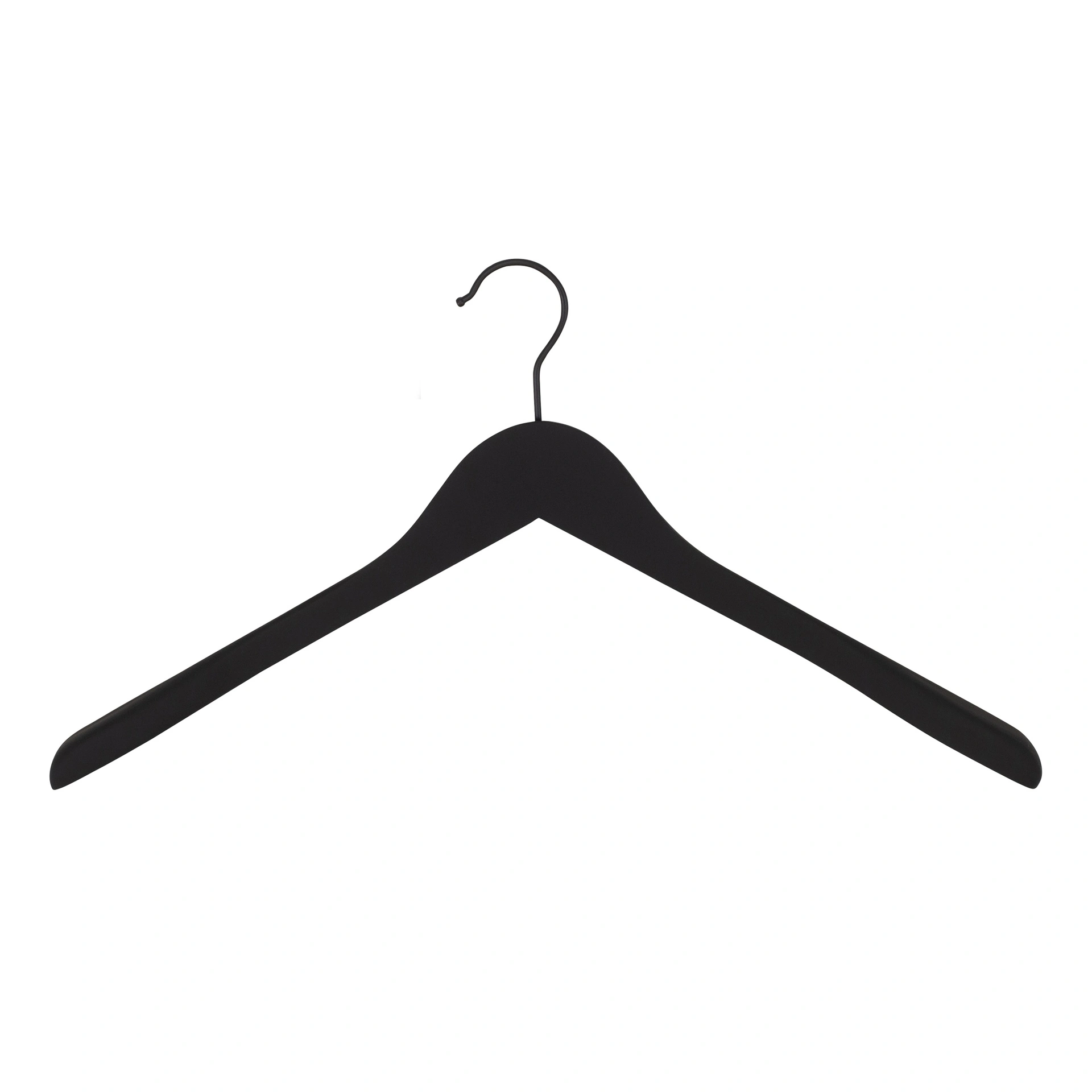 Soft touch clothes hanger for blazer, 3 cm shoulder width, 44 cm, black, black hook - box of 50 pcs