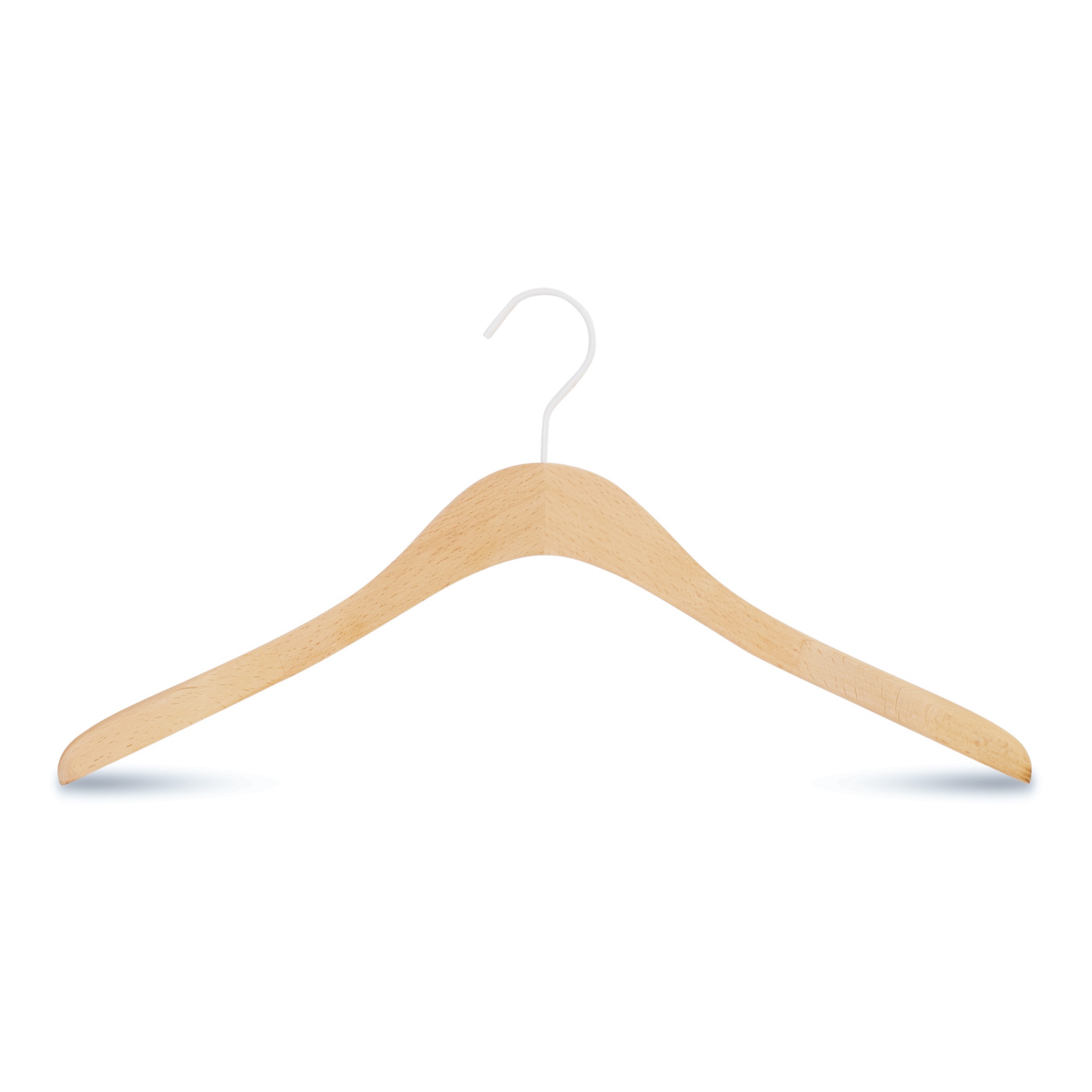BINK - Beech wood clothes hanger straight, 3 cm shoulder width, 41cm, white hook - box of 50 pcs