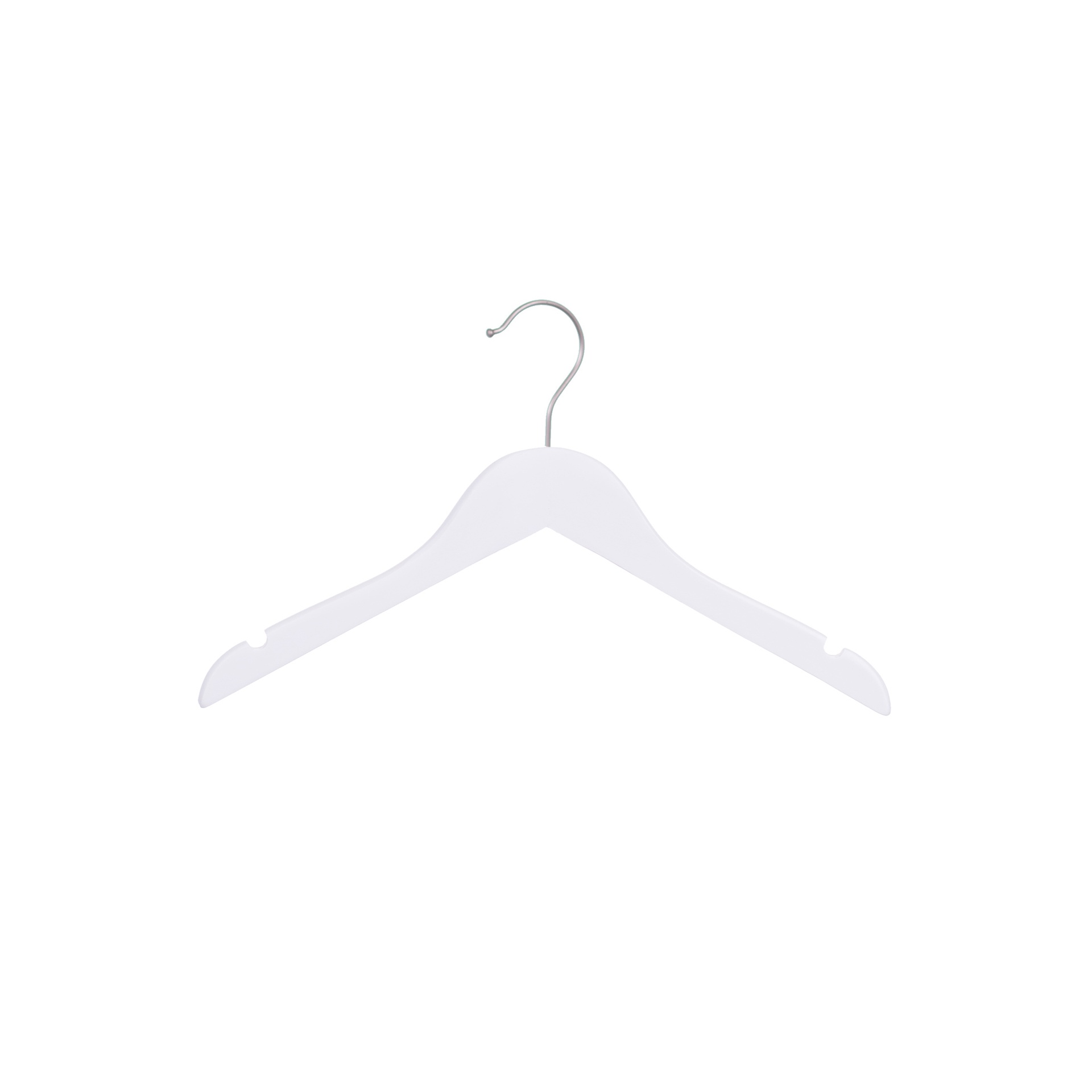 BINK - White clothes hanger for children's clothes, lotus wood, white matt finish, 30 cm, matt hook - box of 100 pcs