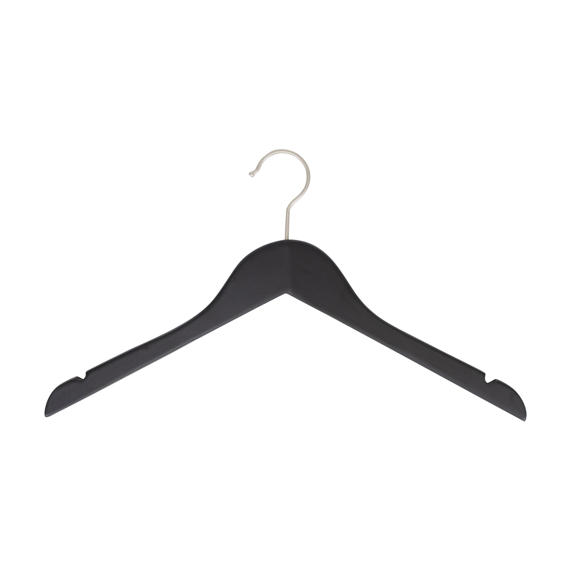 BINK - Black clothes hanger for women's clothes, lotus wood, matt black finish, 41 cm, matt hook - box of 100 pcs