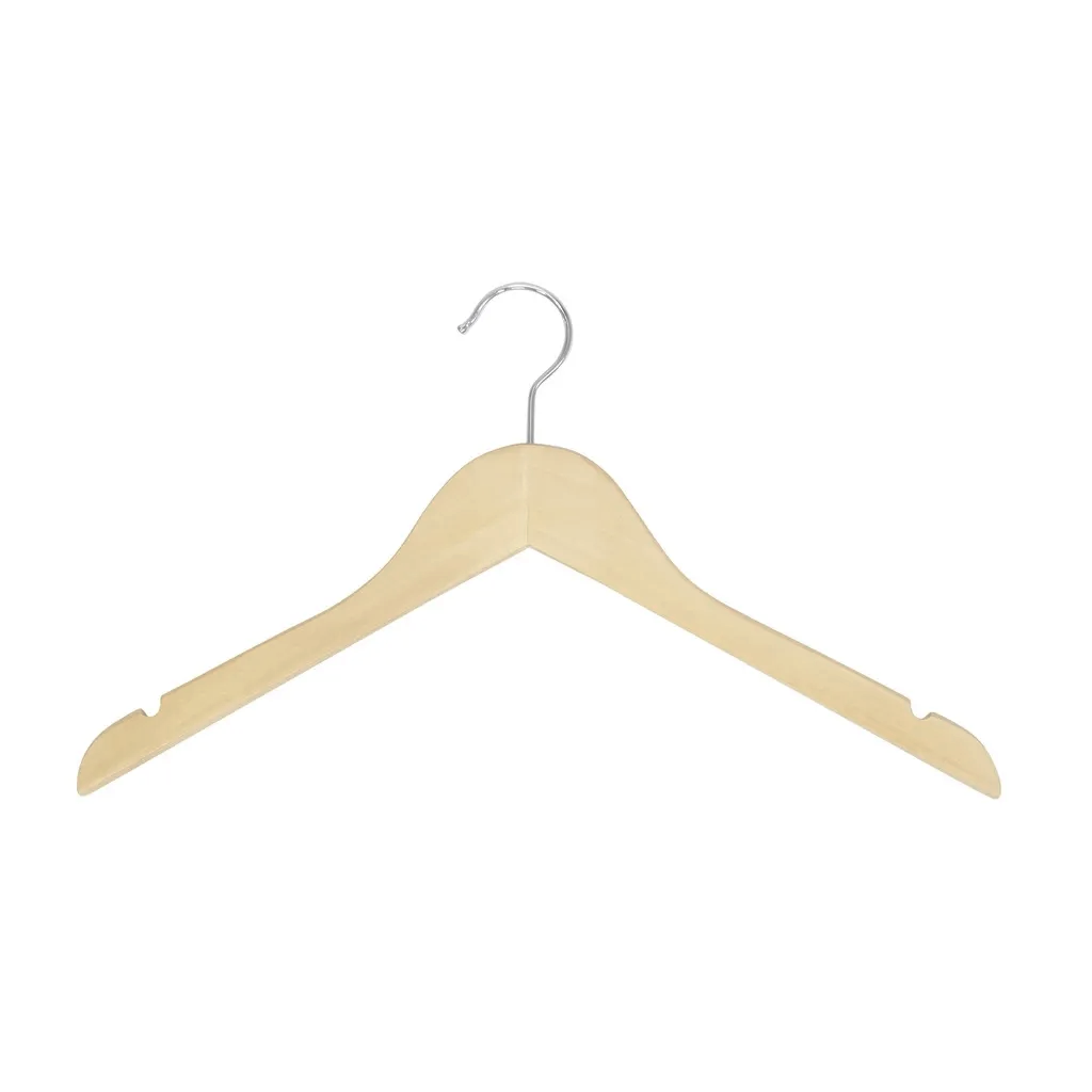 Clothes hanger for women's clothes, lotus wood, clear varnish, 41 cm, shiny hook - box of 100 pcs