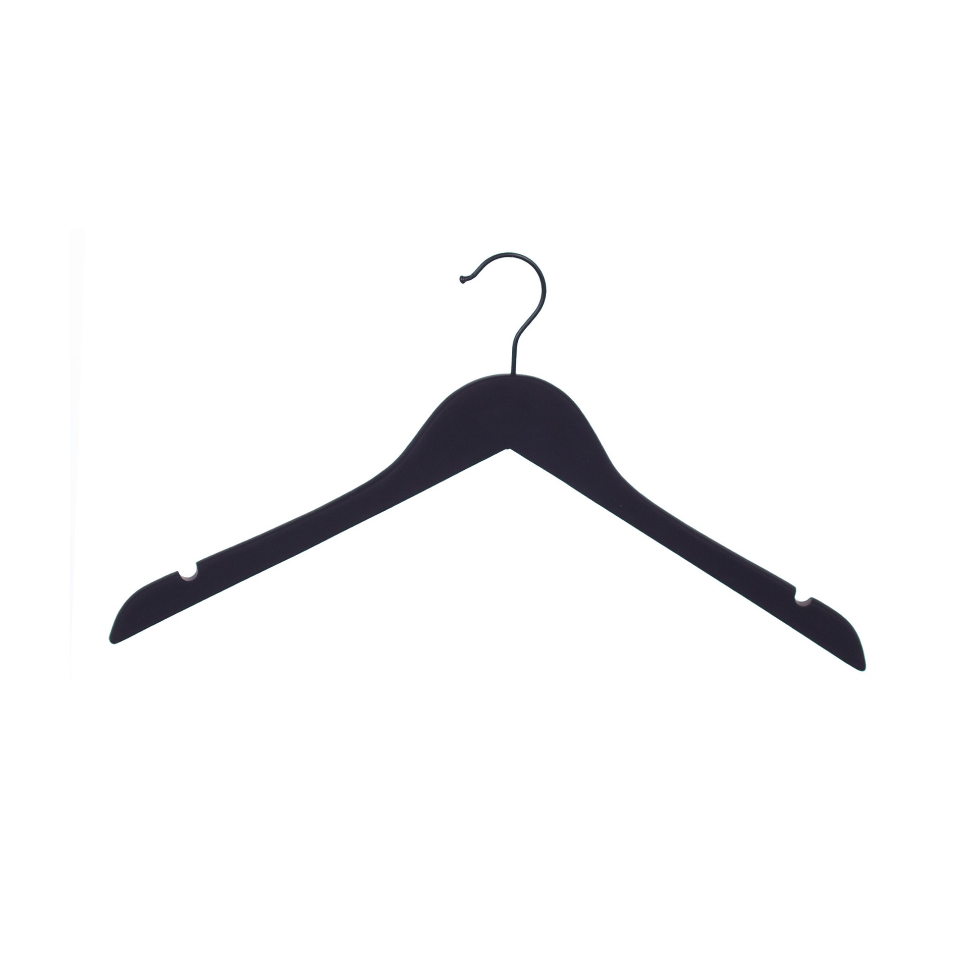 BINK - Soft touch clothes hanger for women's clothes, black, 41 cm, black hook - box of 50 pcs