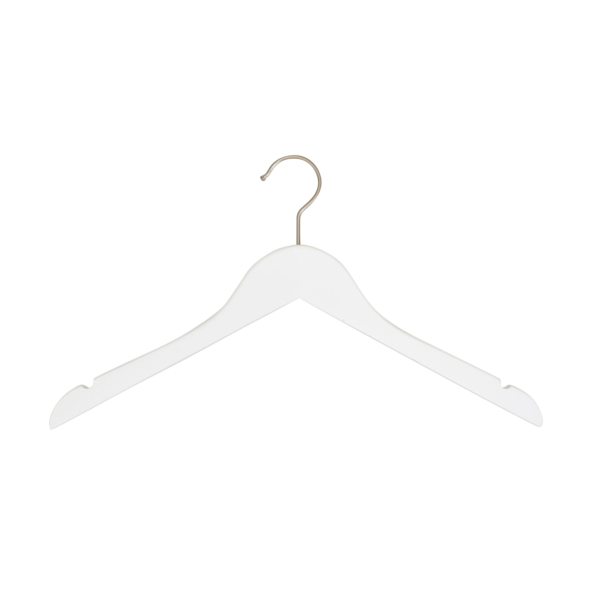 White clothes hanger for women's clothes, lotus wood, white matt finish, 41 cm, matt hook - box of 100 pcs