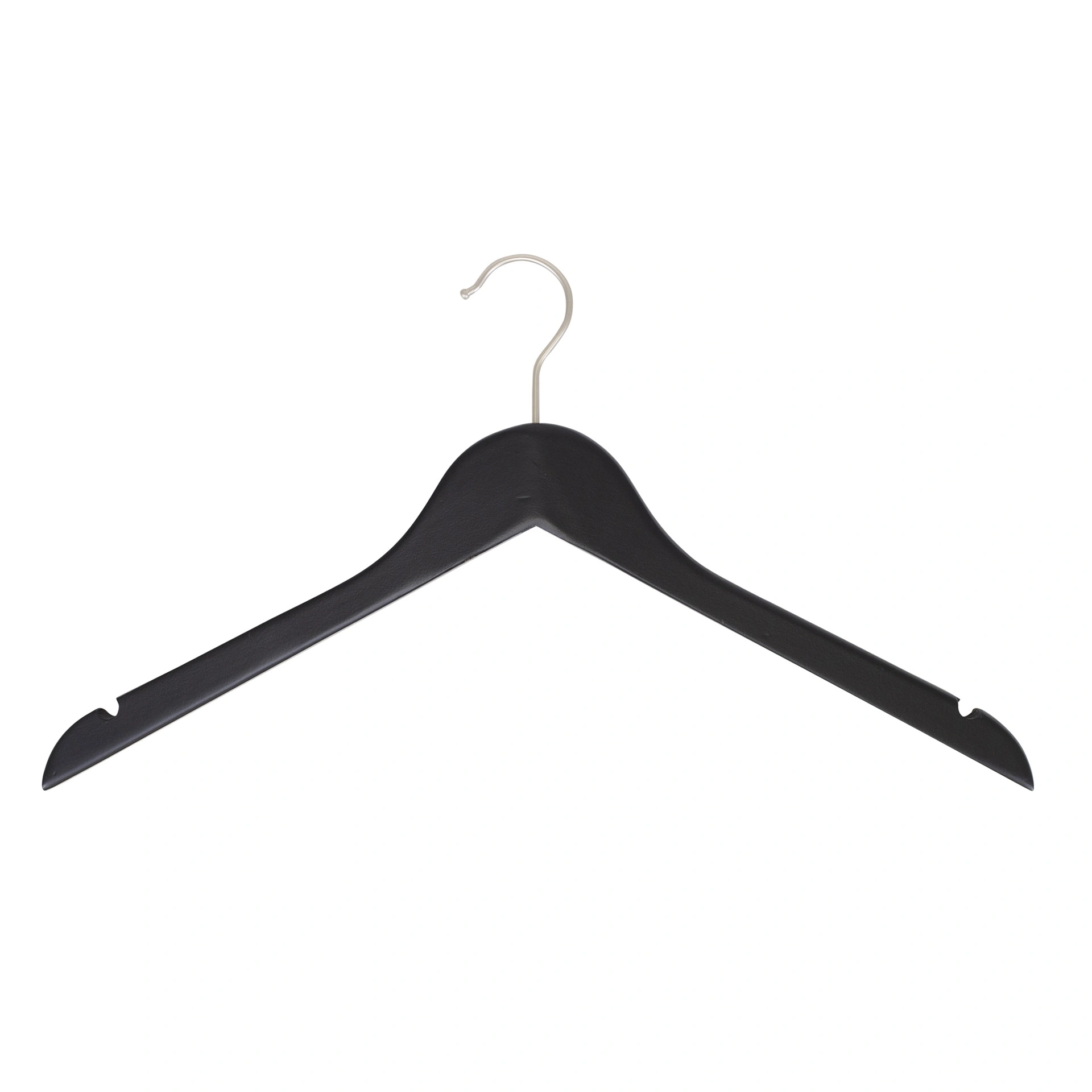 BINK - Black clothes hanger for adult clothes, lotus wood, black matt finish, 44cm, shiny hook - box of 100 pcs