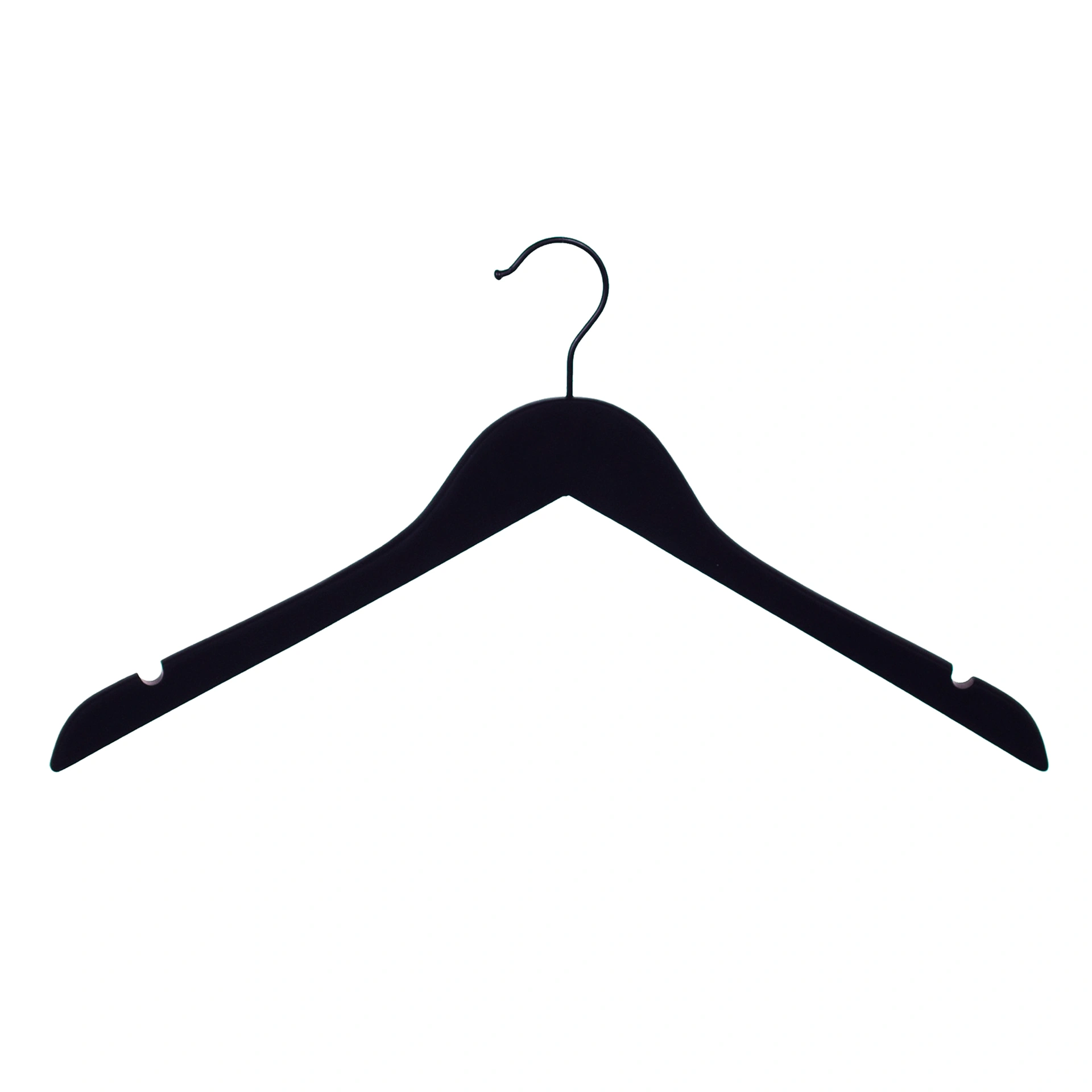 BINK - Soft touch clothes hanger for women's clothes, black, 44 cm, black hook - box of 50 pcs