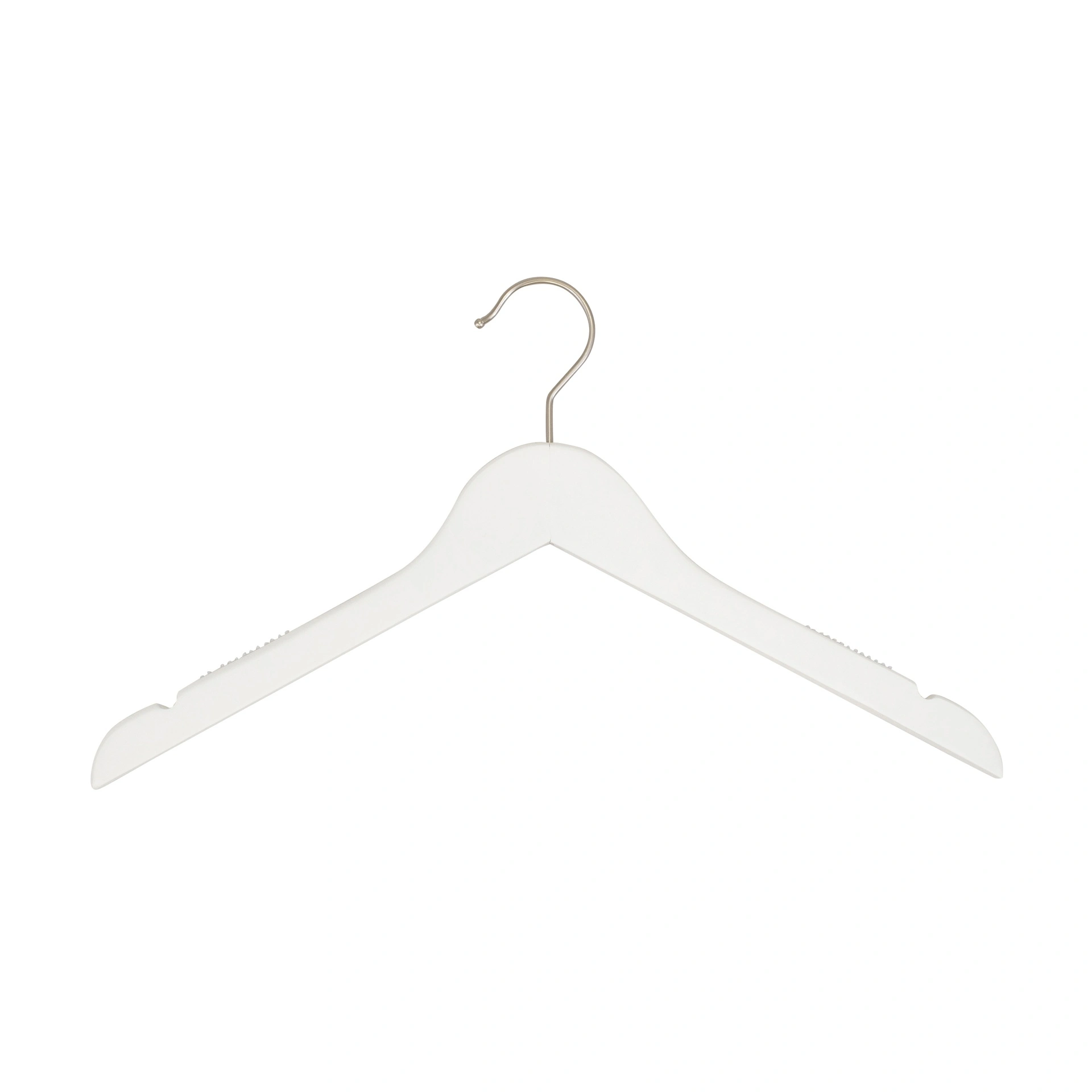 BINK - White clothes hanger with anti-slip for women's clothes, lotus wood, white matt finish, 41 cm, matt hook - box of 100 pcs