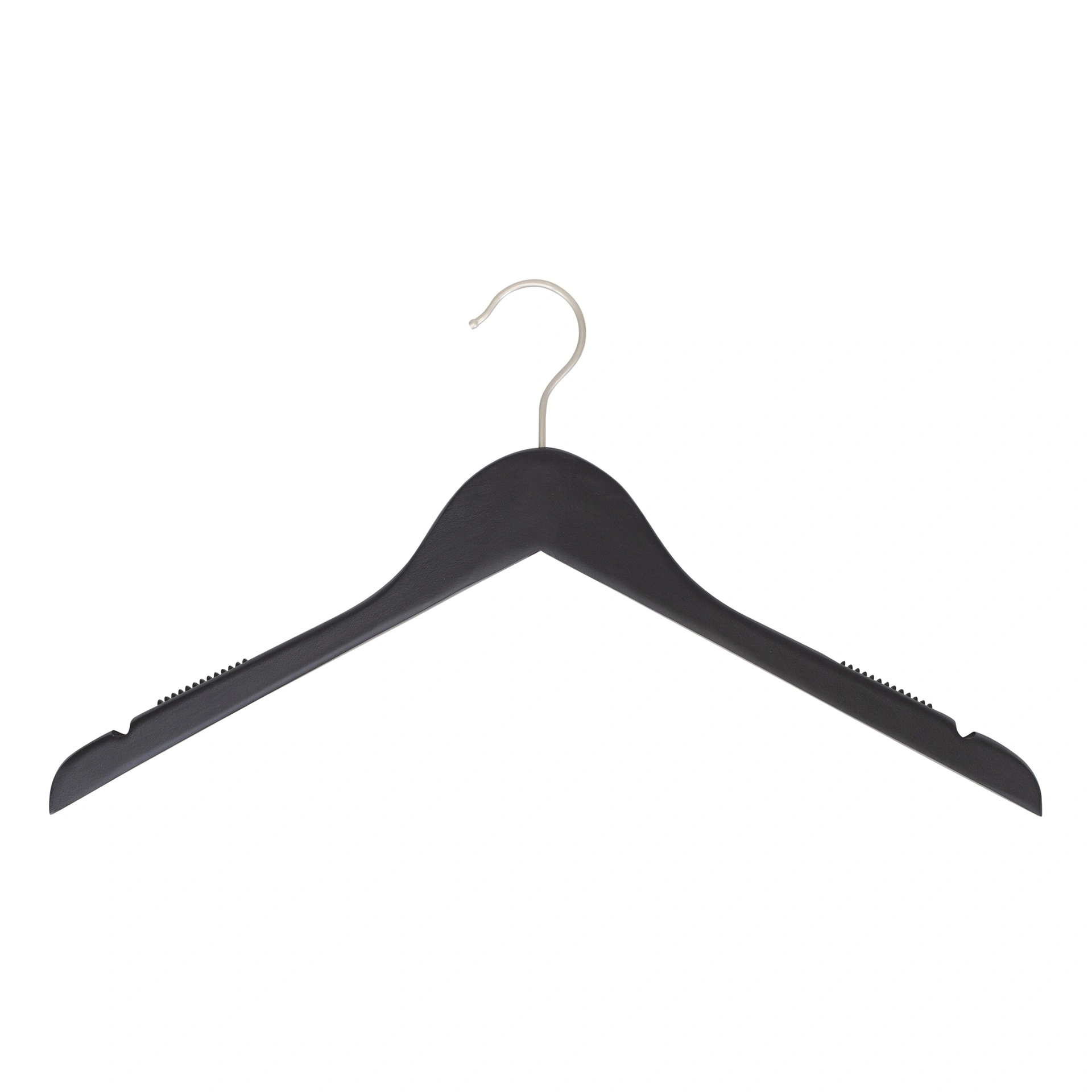 BINK - Black clothes hanger with anti-slip for adult clothes, lotus wood, matt black finish, 44 cm, matt hook - box of 100 pcs
