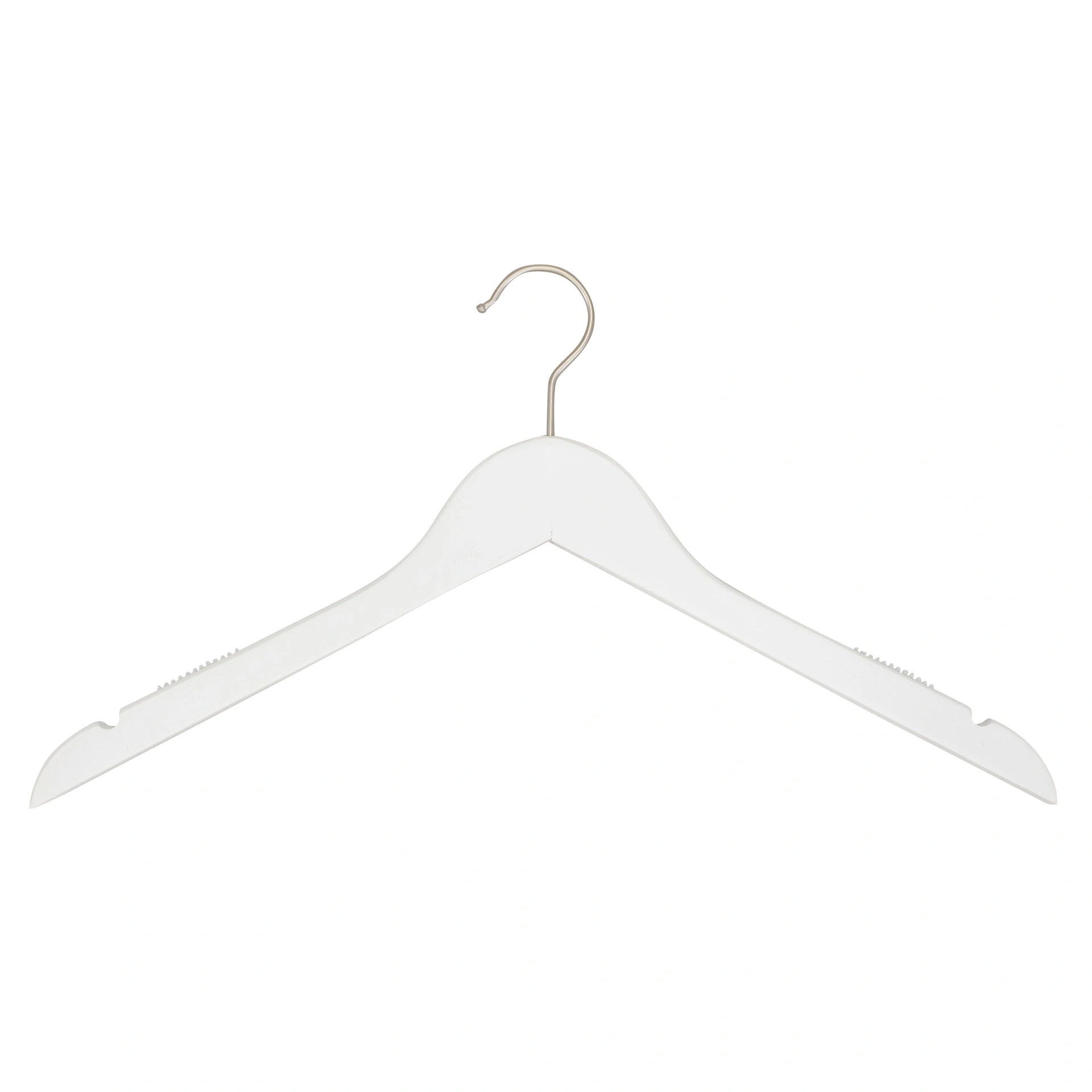 BINK - White clothes hanger with anti-slip for adult clothes, lotus wood, white matt finish, 44 cm, matt hook - box of 100 pcs
