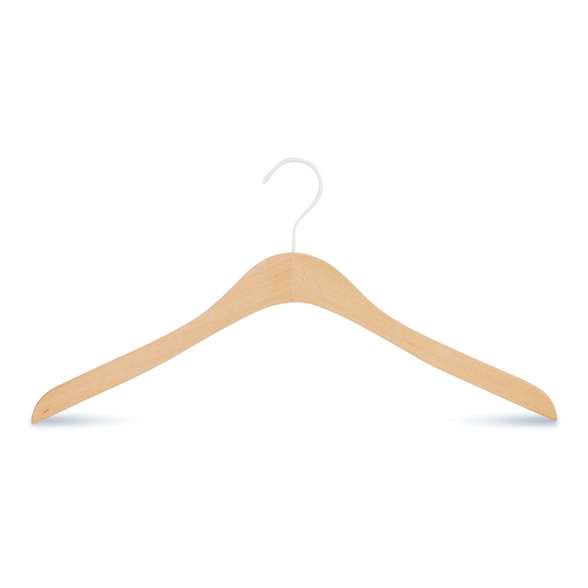 BINK - Beech wood clothes hanger straight for women's clothes, 44 cm, white hook - box of 50 pcs