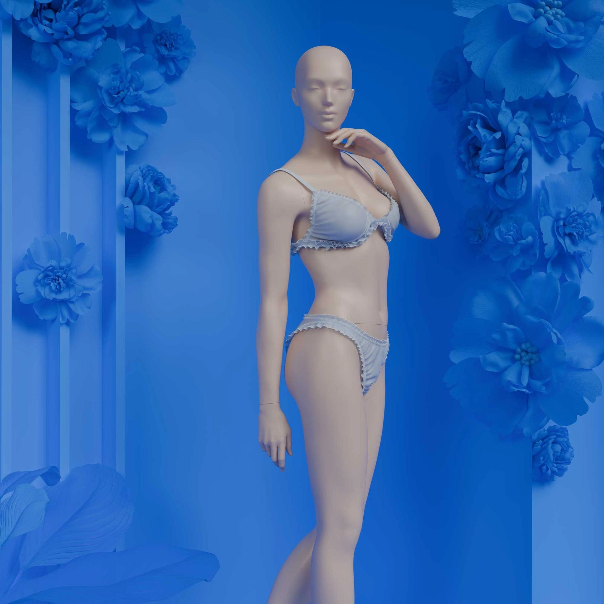 Lingerie mannequin, female, B-cup, nude skin color mat, standing pose 04B