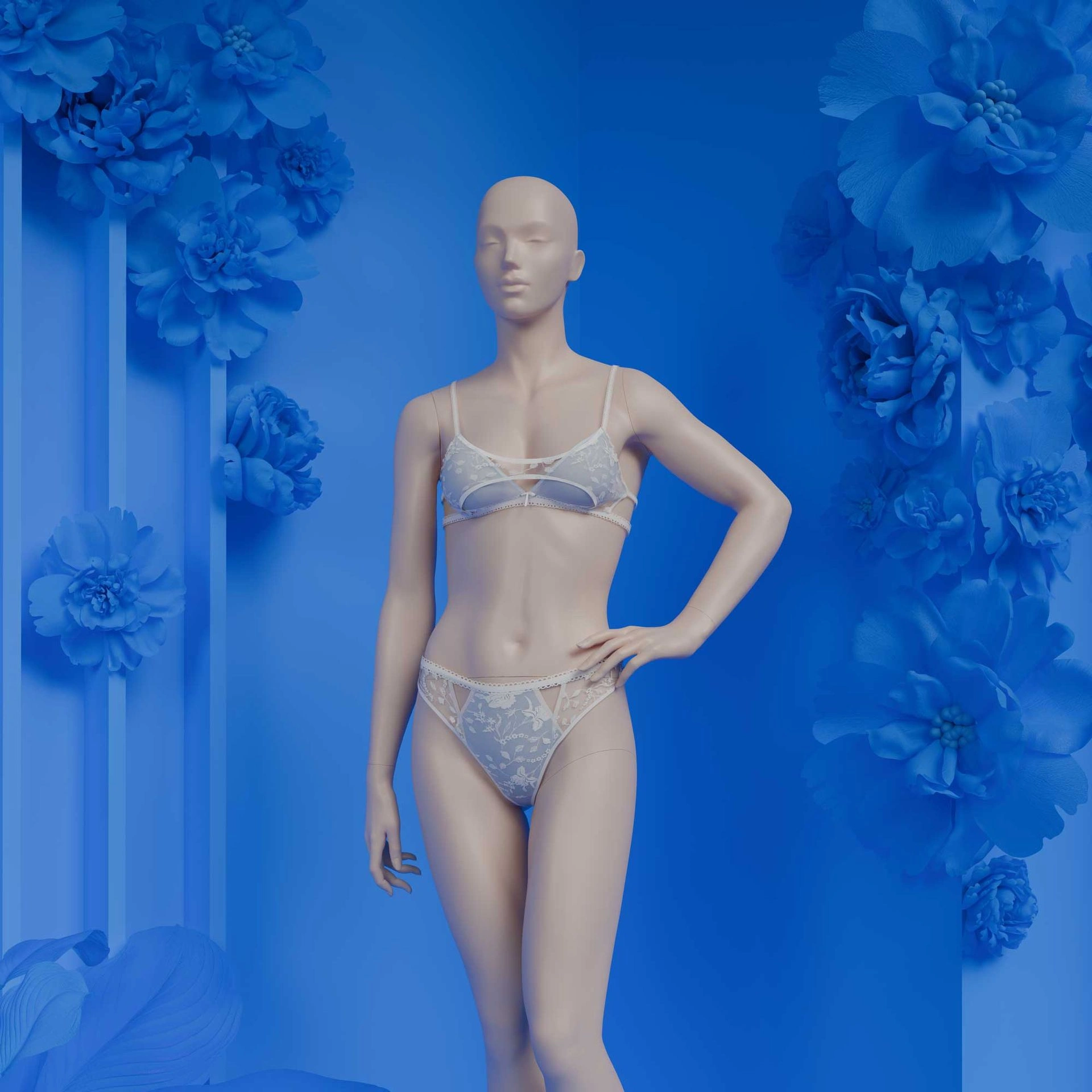Lingerie mannequin, female, B-cup, nude skin color mat, standing pose 05B