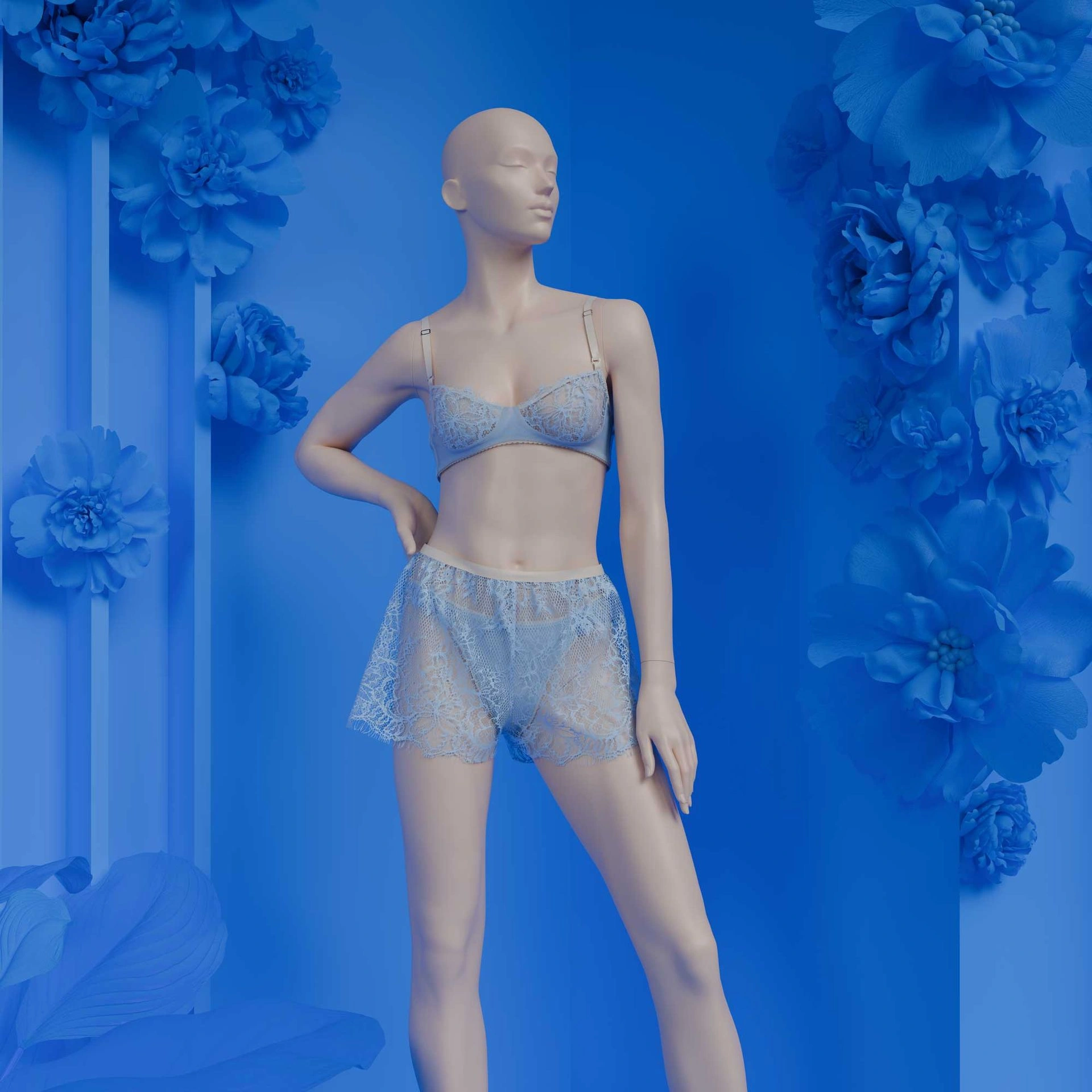 Lingerie mannequin, female, B-cup, nude skin color mat, standing pose 06B