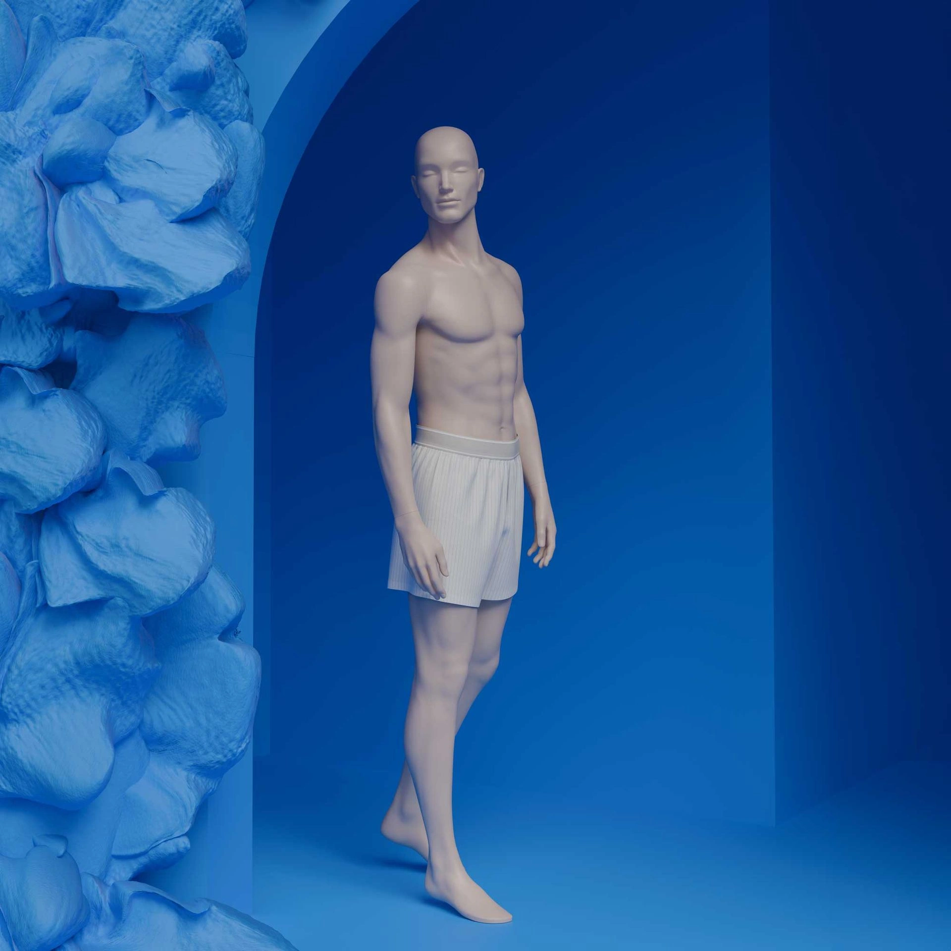 Lingerie mannequin, male, nude skin color mat, standing pose 53