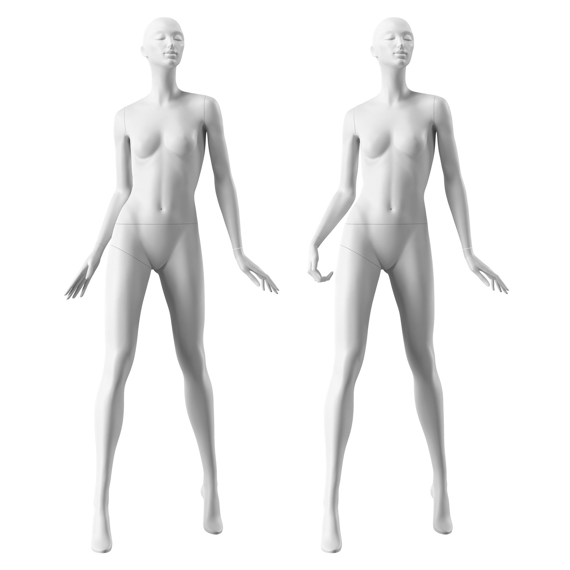 BINK - Designer mannequin, female, white color mat, standing pose 02