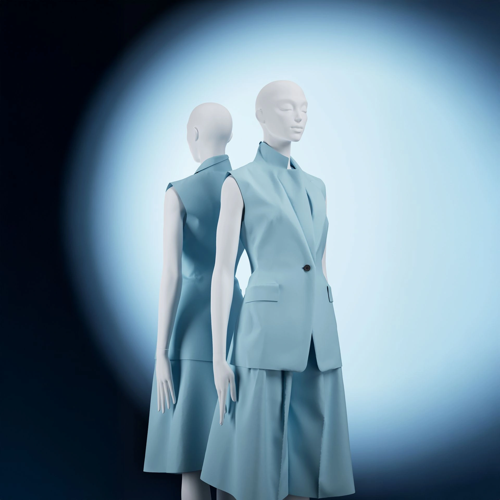 Designer mannequin, female, white color mat, standing pose 05