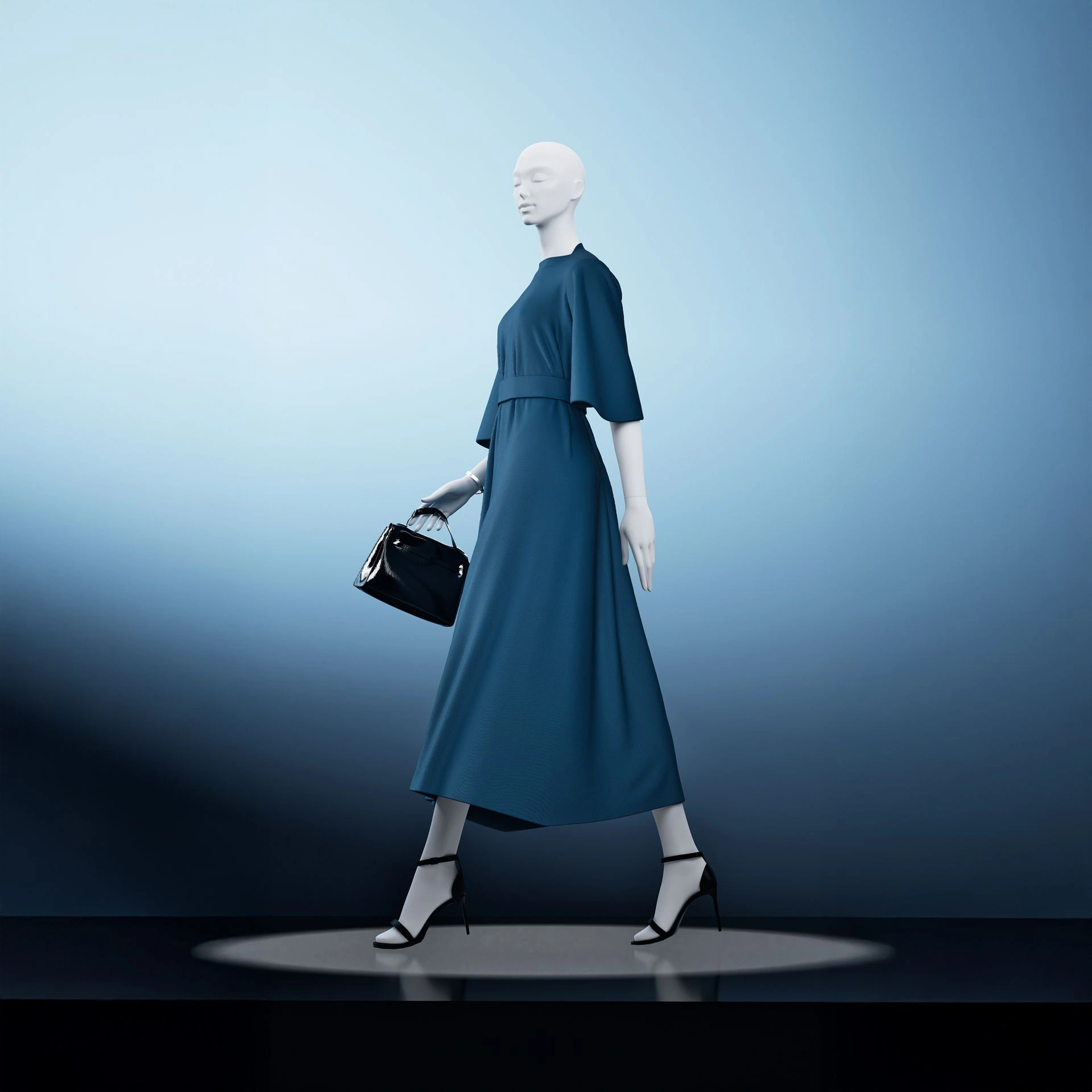 Designer mannequin, female, white color mat, standing pose 06